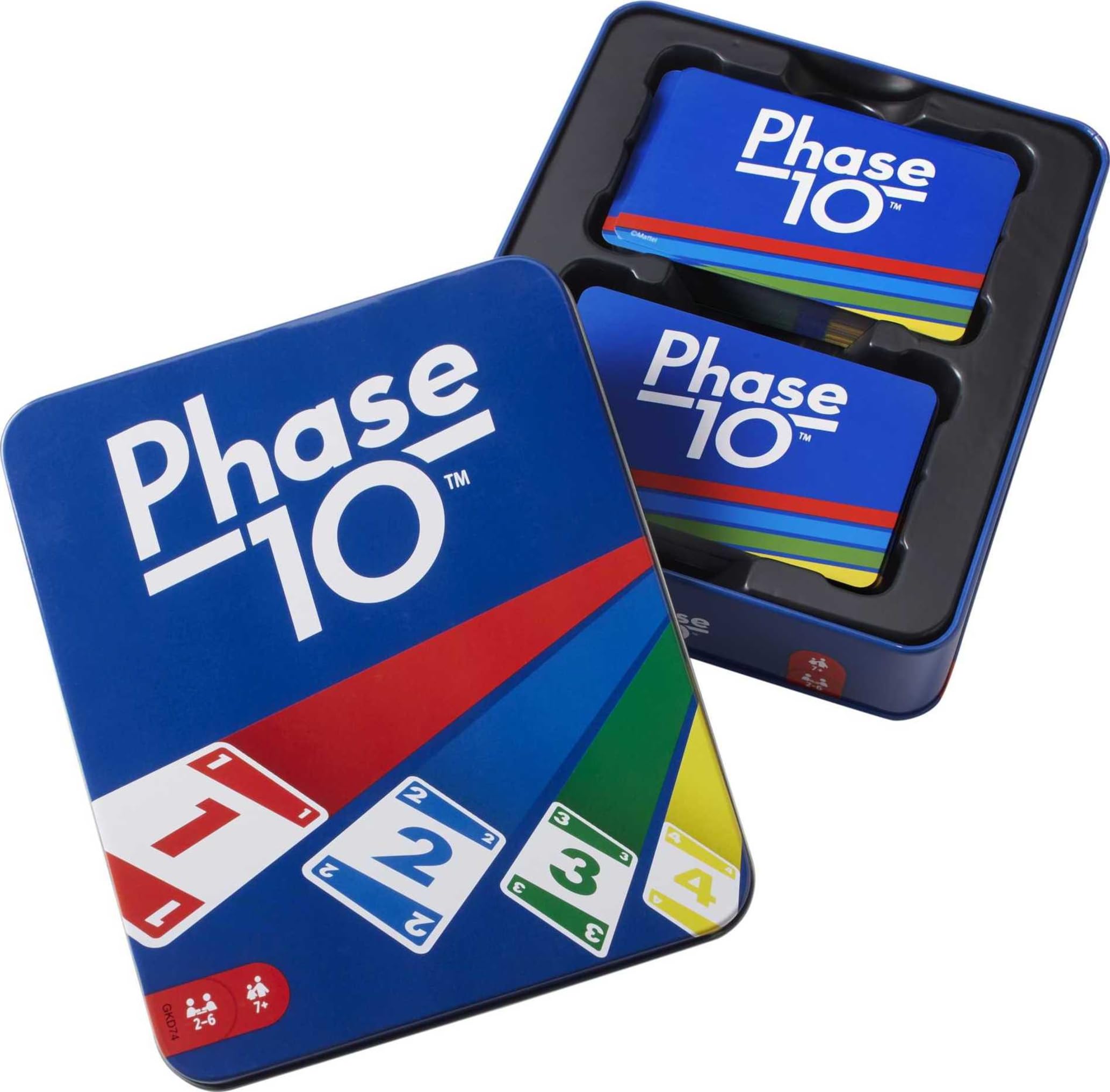 Mattel Games Phase 10 Card Game for Families, Adults & Kids, Challenging & Exciting Rummy-Style Play with Storage Tin (Amazon Exclusive)