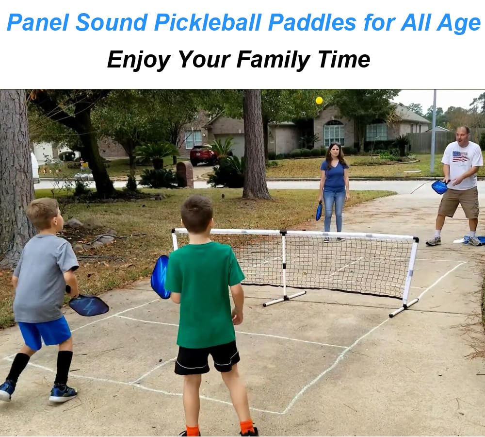 Panel Sound Pickleball Paddles Set of 2 USAPA Approved, Fiberglass Pickleball Rackets with 1 Carrying Case, 2 Cooling Towels & 4 Indoor Balls