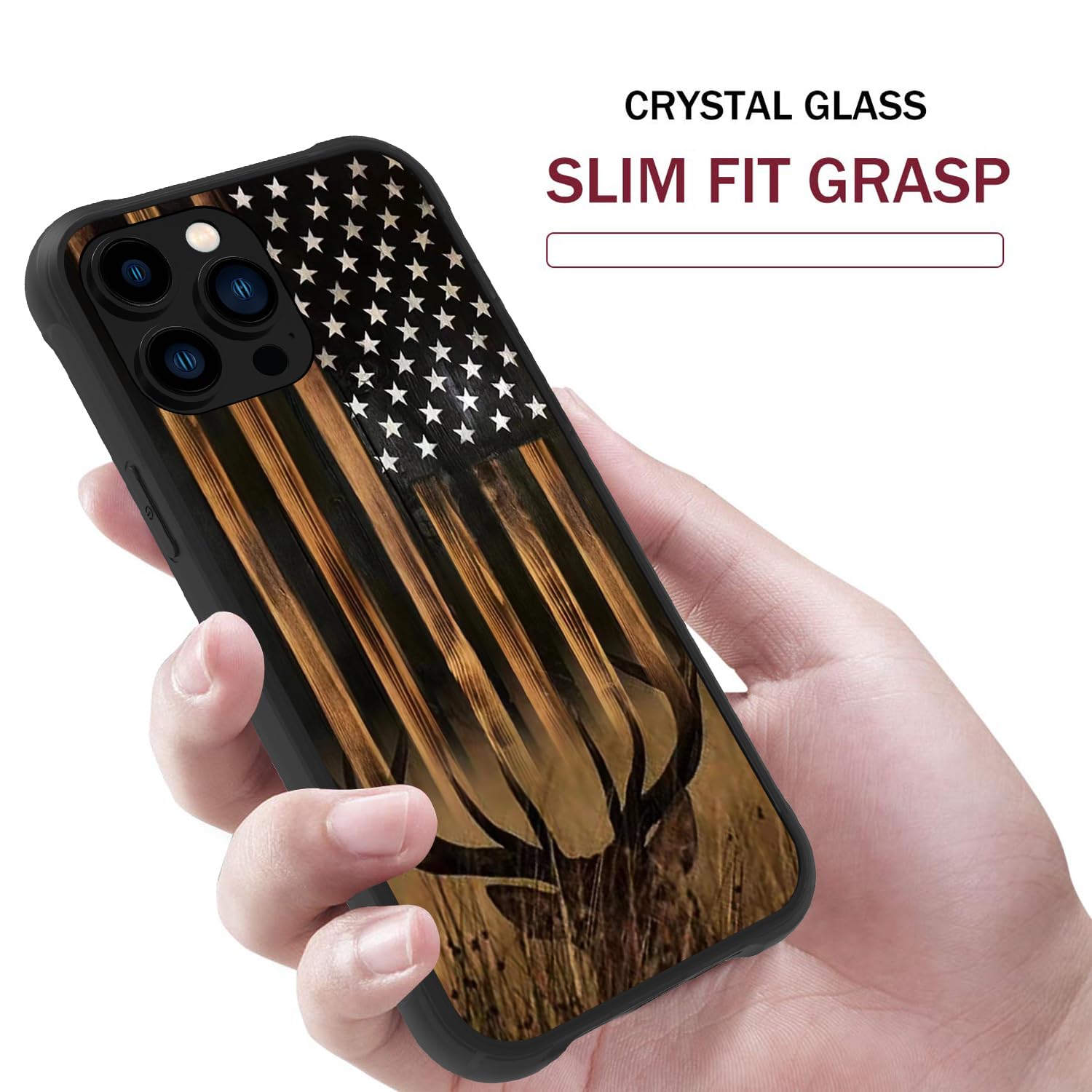 ZHUXUXITT Case for iPhone 11,Deer American Flag Case for iPhone 11 Design for Men Boys [Anti-Scratch] Non-Slip+Shockproof Rugged TPU Protective Case