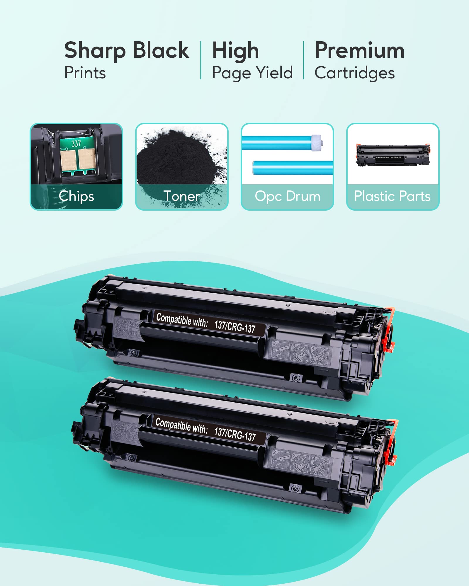 Sepeey Compatible for Canon 137 Black Toner Cartridge, Use with Canon ImageClass MF232w, MF242dw, MF212w, MF216n, MF217w, MF244dw, MF247dw, MF249dw, MF227dw, MF229dw Laser Printers, 2 Pack