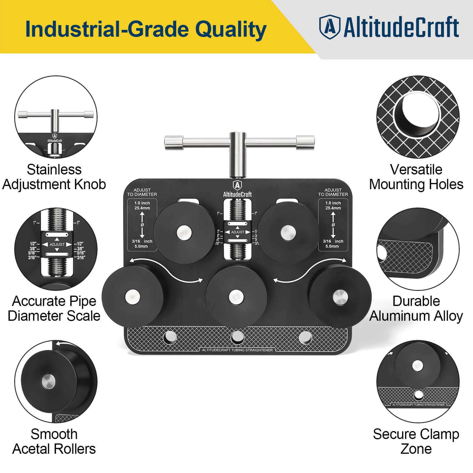 AltitudeCraft Tubing Straightener, Brake Line Straightener, Tube Straightener for 3/16" - 1.0" Diameters, Fuel Line, Soft Aluminum, and Copper Tubing