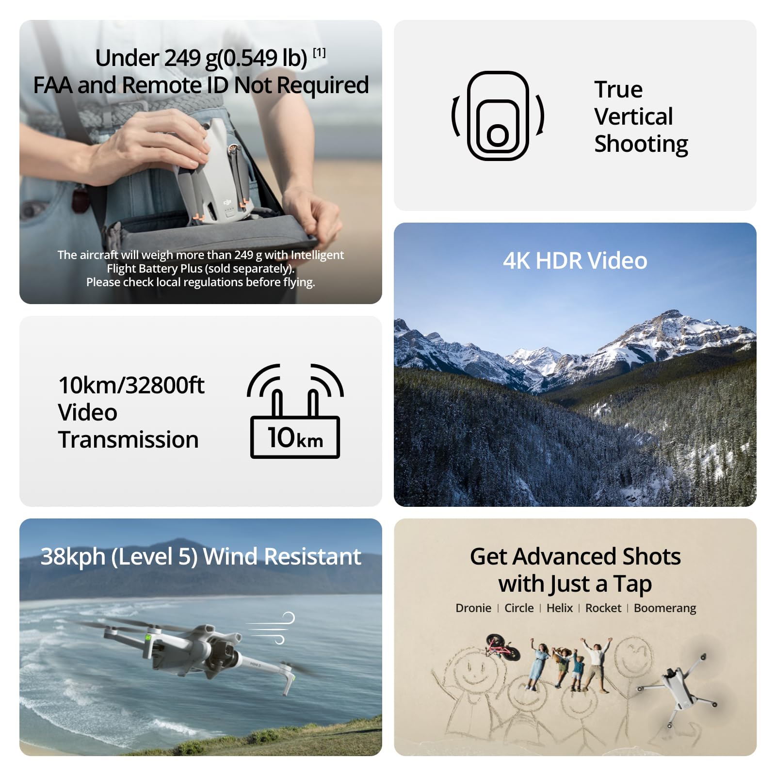 DJI Mini 3 Fly More Combo (DJI RC), Drone Under 249g, 3 batteries for 114-Min Max Flight Time, True Vertical Shooting, Return to Home, 10km Max Video Transmission, Drone with Camera 4K for Beginners