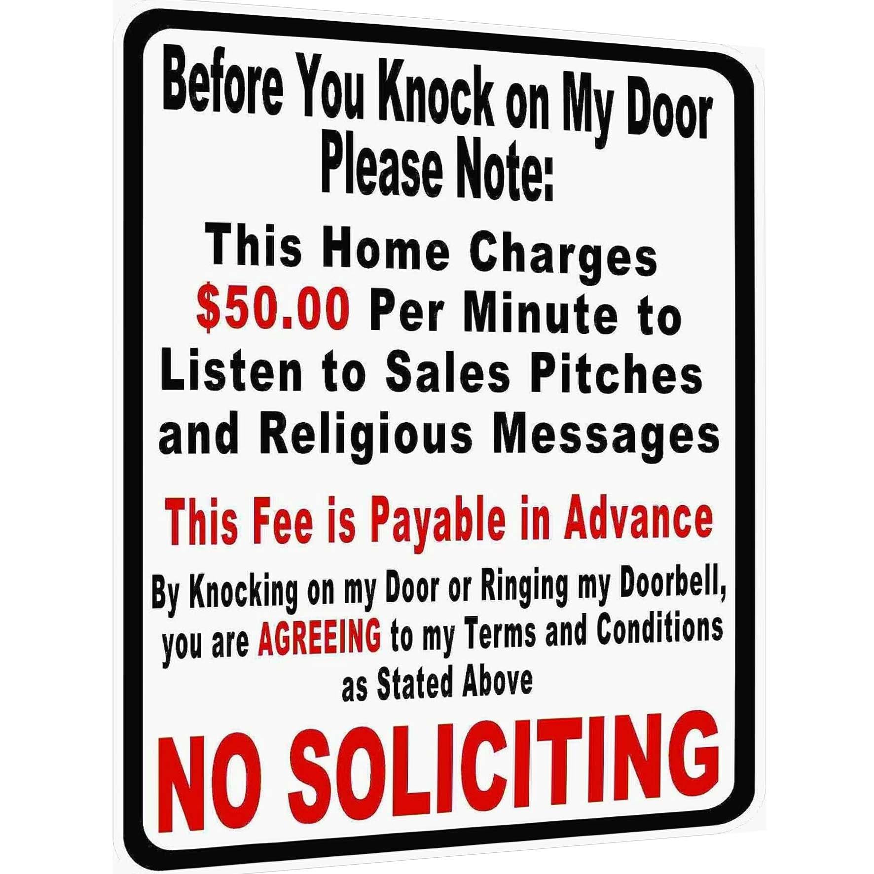 Carastora Vintage Metal Tin Sign Funny Sarcastic Party Wall Art Decor Signs, Before You Knock On My Door Sign No Soliciting Metal Sign 12x8 Inches