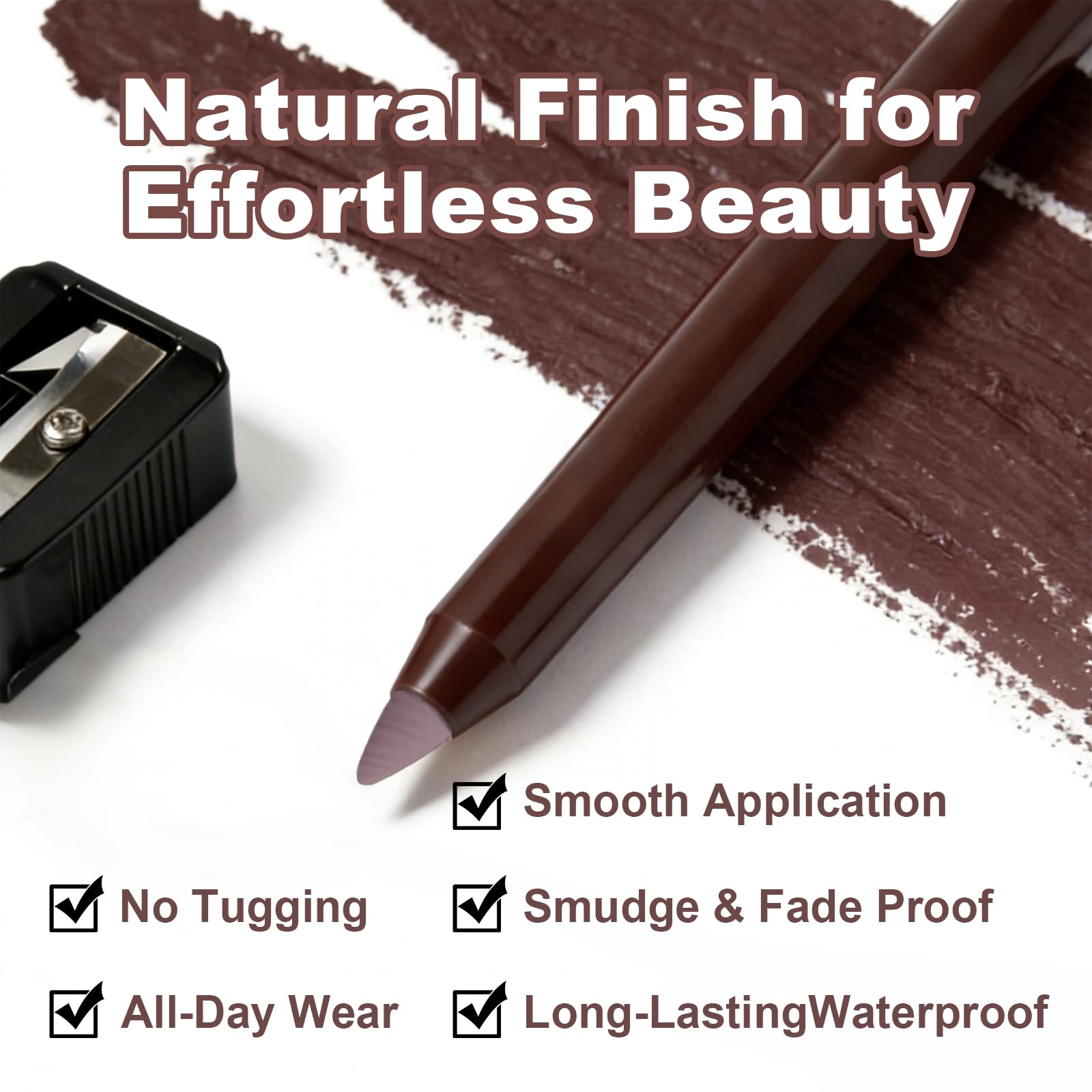 Brenqe Plum Gel Eyeliner Pencil,Smudge-proof Waterproof Long Lasting Plum Eye Liner, High-Pigmented Smooth Creamy Formula for Mature Women, Eyes Makeup Pen Includes Sharpener