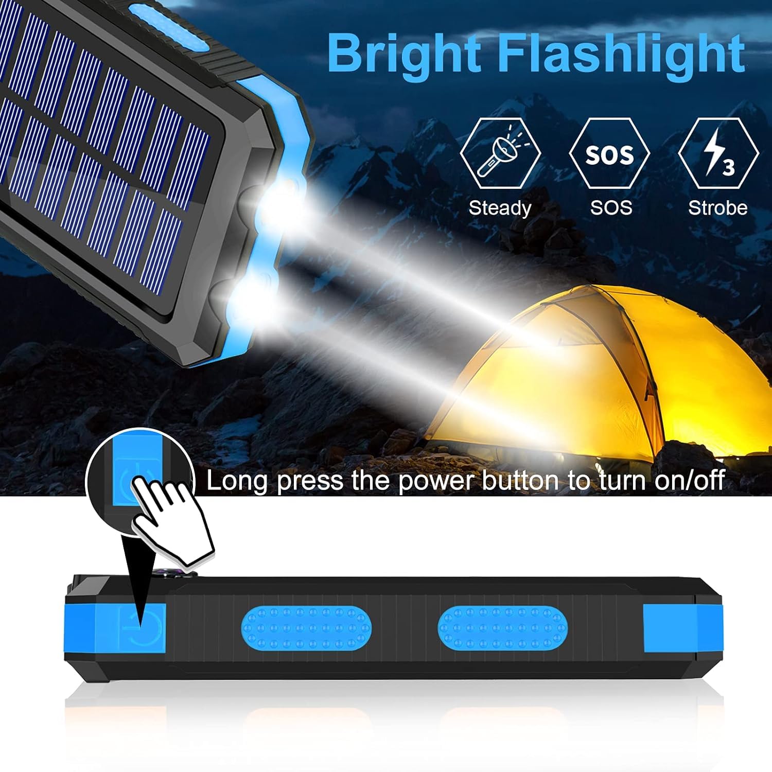 Saraupup Solar Charger Power Bank, 38800mAh Portable Charger Fast Charger Dual USB Port Built-in Led Flashlight and Compass for All Cell Phone and Electronic Devices