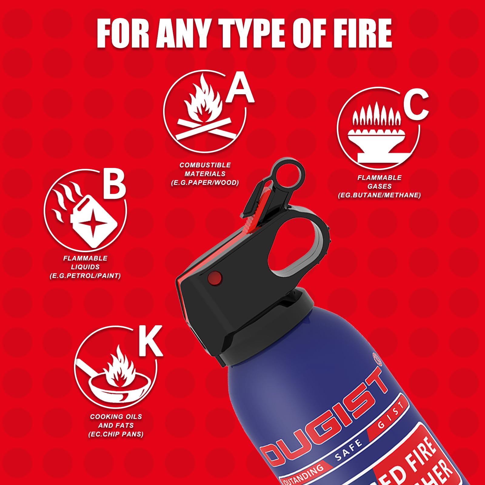 Dry Stop Fire Extinguisher Spray - 600g Quick-Acting Powder for Home, Vehicle, Garage, Kitchen, 1A:10B:C:K Portable & Mess-Free Solution for Electrical, Grease Fires & More -4 PACK