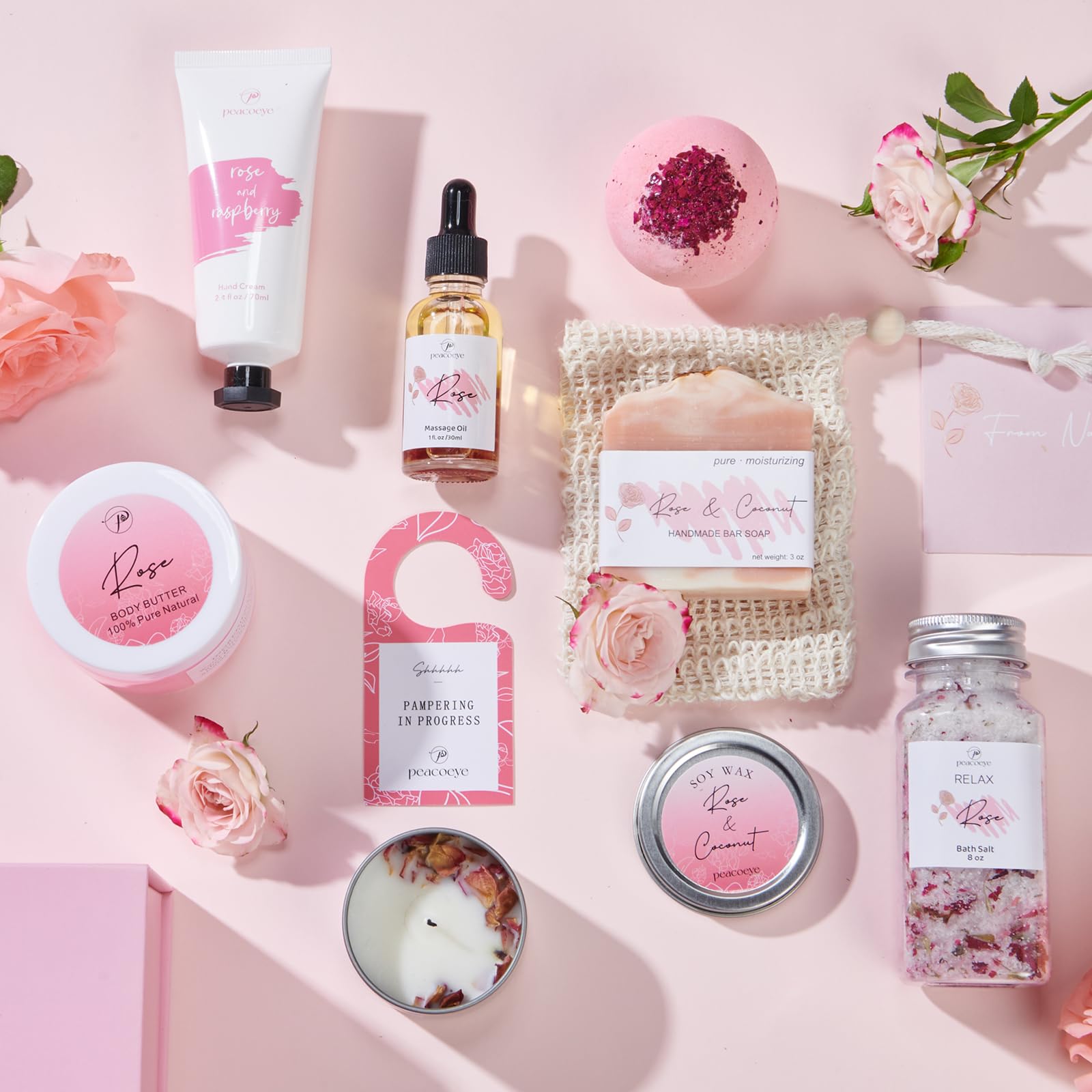 Peacoeye Spa Gifts for Women Christmas Gifts Bath Gift Baskets Relaxing Spa Self Care Gift for Mom Her Sister Wife Auntie Home Bath Care Package Thank You Gift Birthday Gift for Women Friendship Ideas
