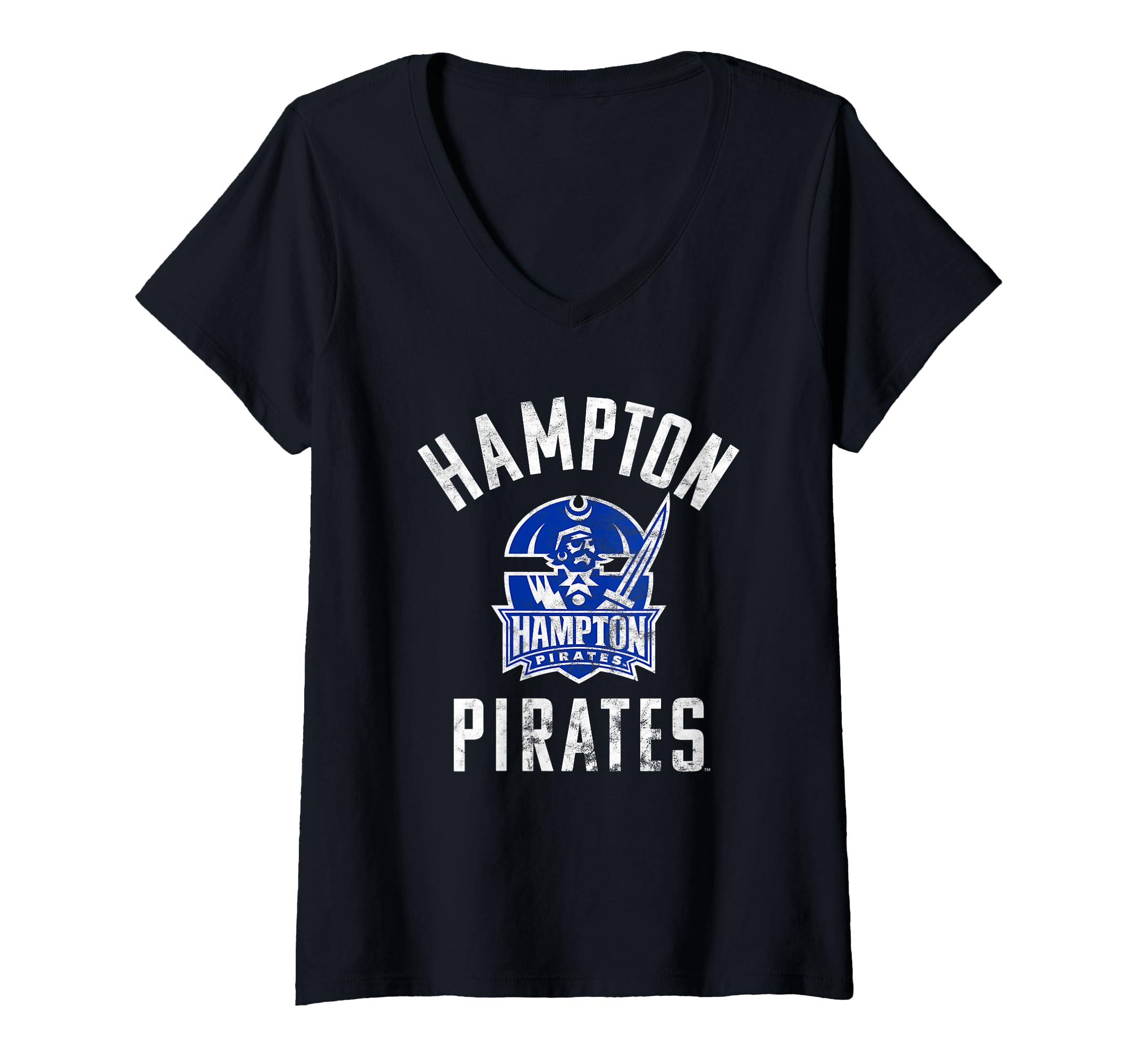 Womens Hampton University Pirates Large V-Neck T-Shirt