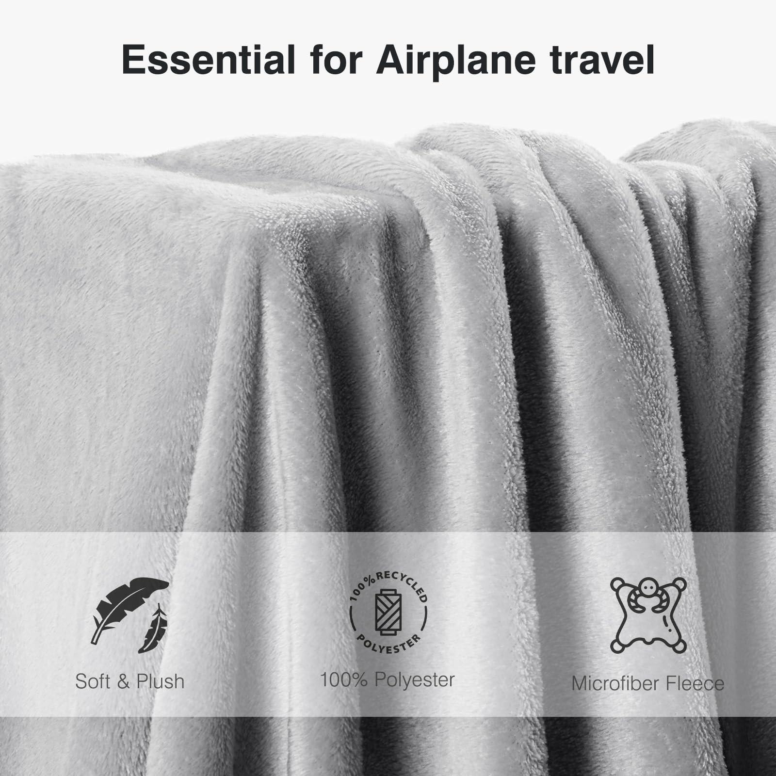 urnexttour Neck Pillow and Blanket Set Travel Pillows Travel Essentials for Airplane Grey