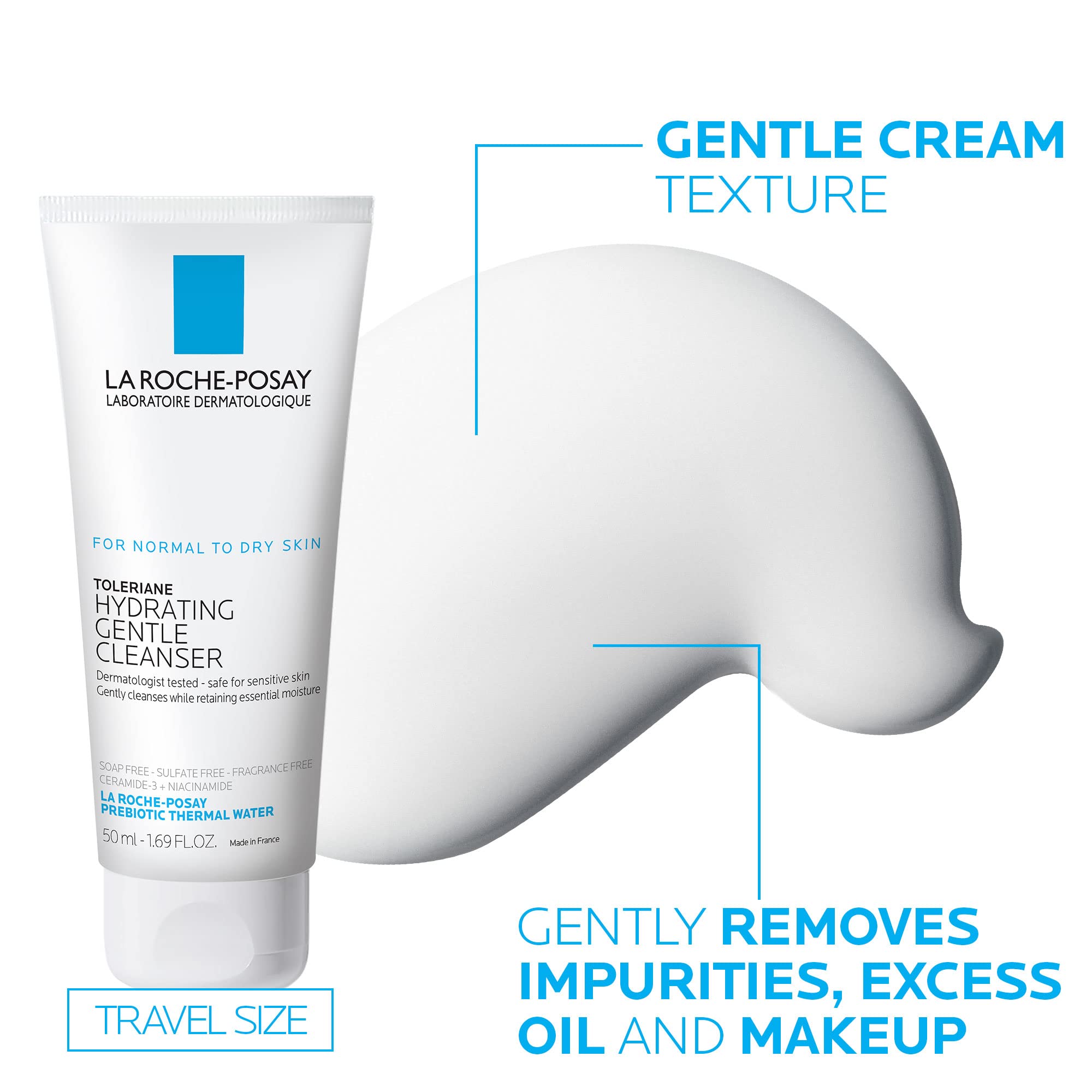 La Roche-Posay Toleraine Skin Care Set, Double Repair Face Moisturizer 100ml & Hydrating Gentle Cleanser 50ml, Oil Free Moisturizer & Face Wash