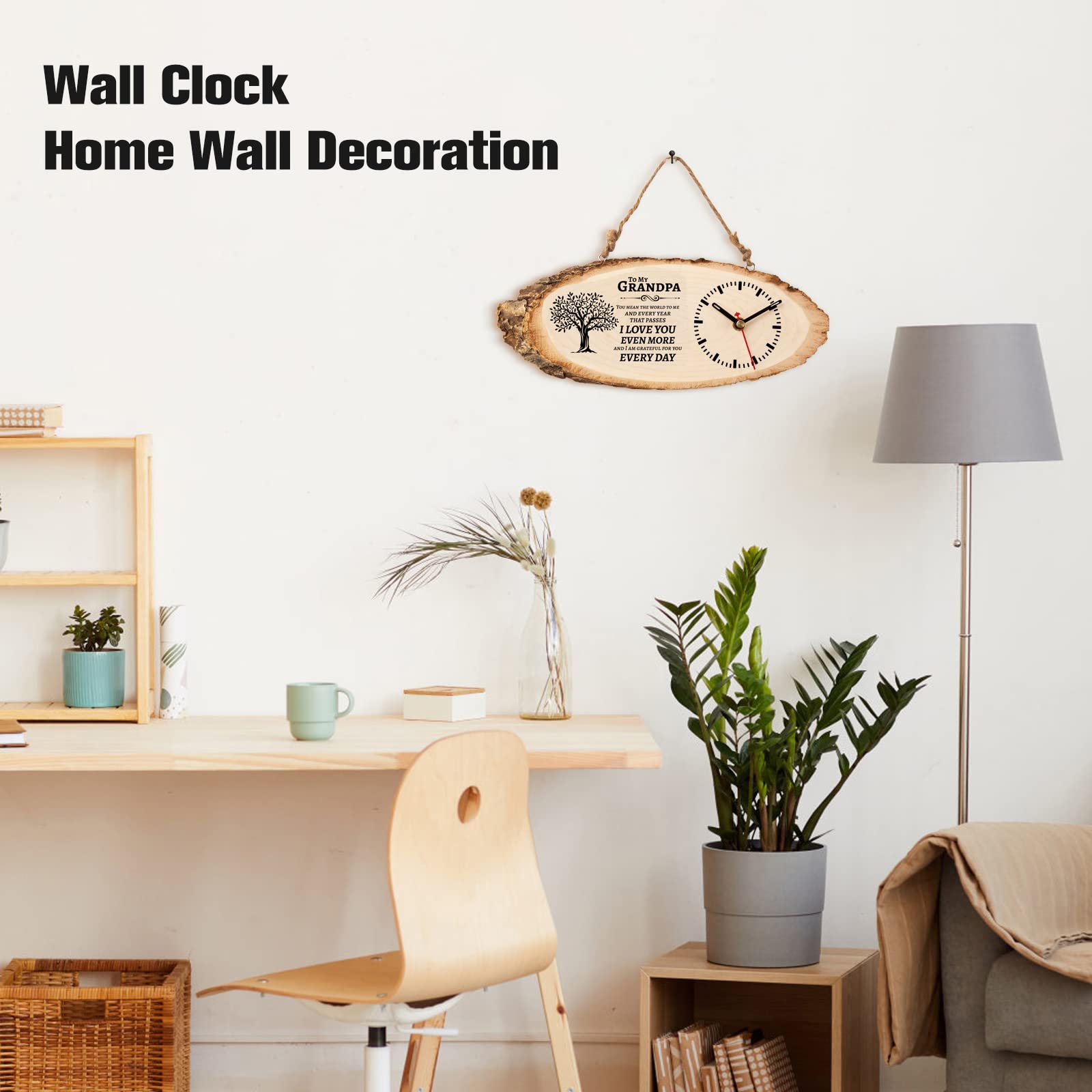 BeauGift Gifts for Grandpa Wooden Clock, Grandpa Birthday Gifts from Granddaughter, Grandpa Gifts for Birthday, Best Grandpa Ever Gifts from Grandchildren to My Grandpa Gifts