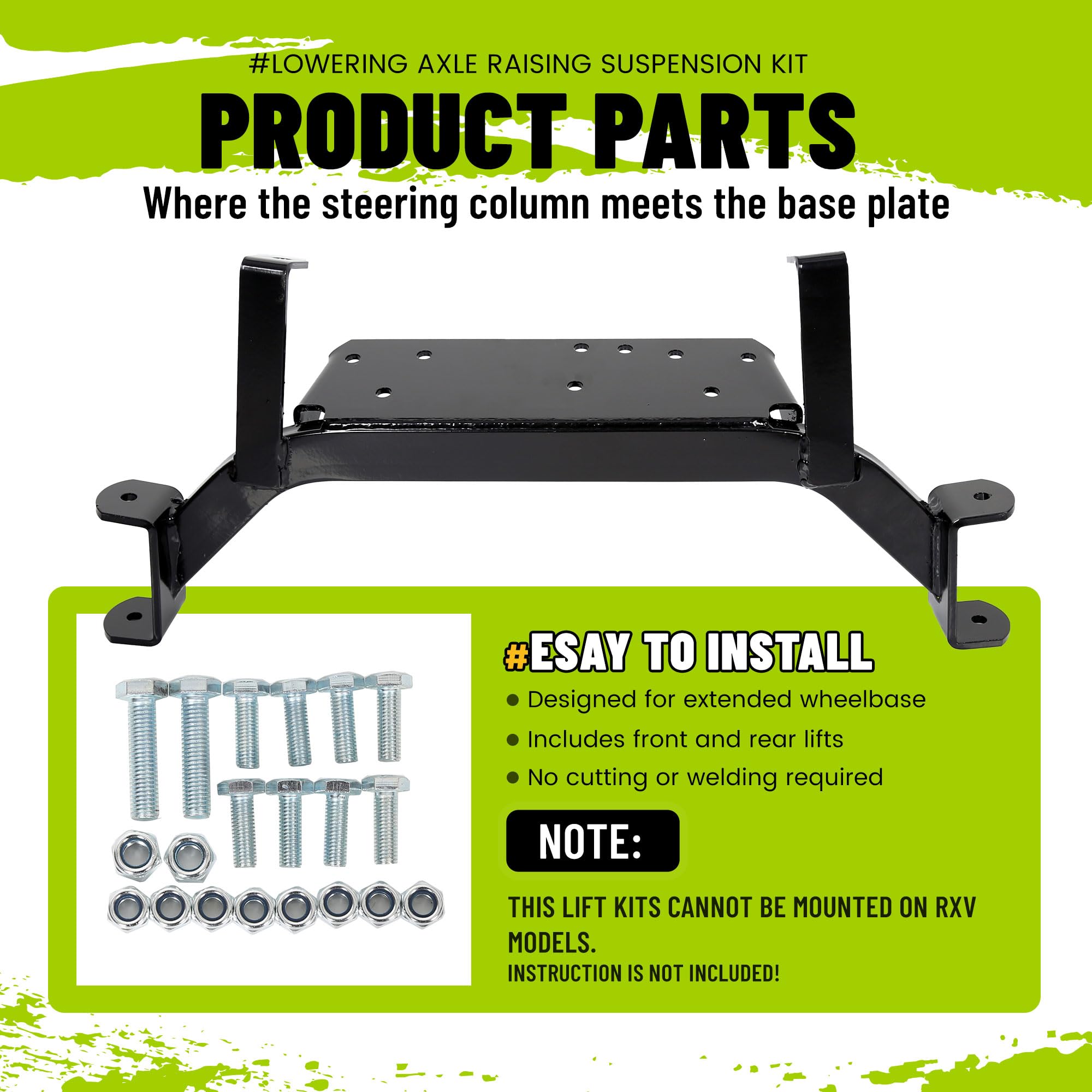 ECOTRIC 6" Drop Axle Golf Cart Lift Kit Compatible with 2001.5-2020 EZGO Medalist/TXT Golf Cart Model