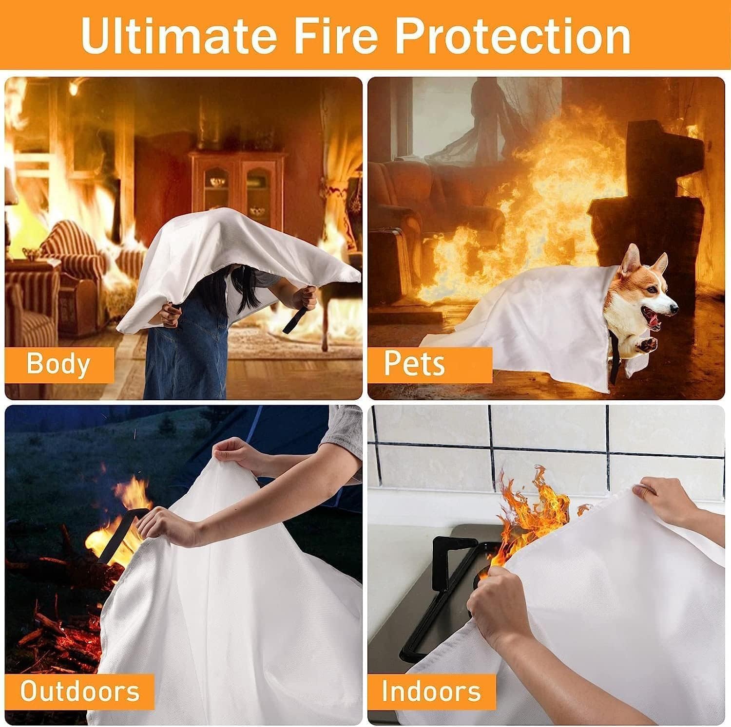 Emergency Fire Blanket for Home Safety 40"x40" Reusable Flame-Resistant Emergency Cover | Optimal Fire Protection Gear with Easy Storage - Ideal for Kitchen, Office (2pack)