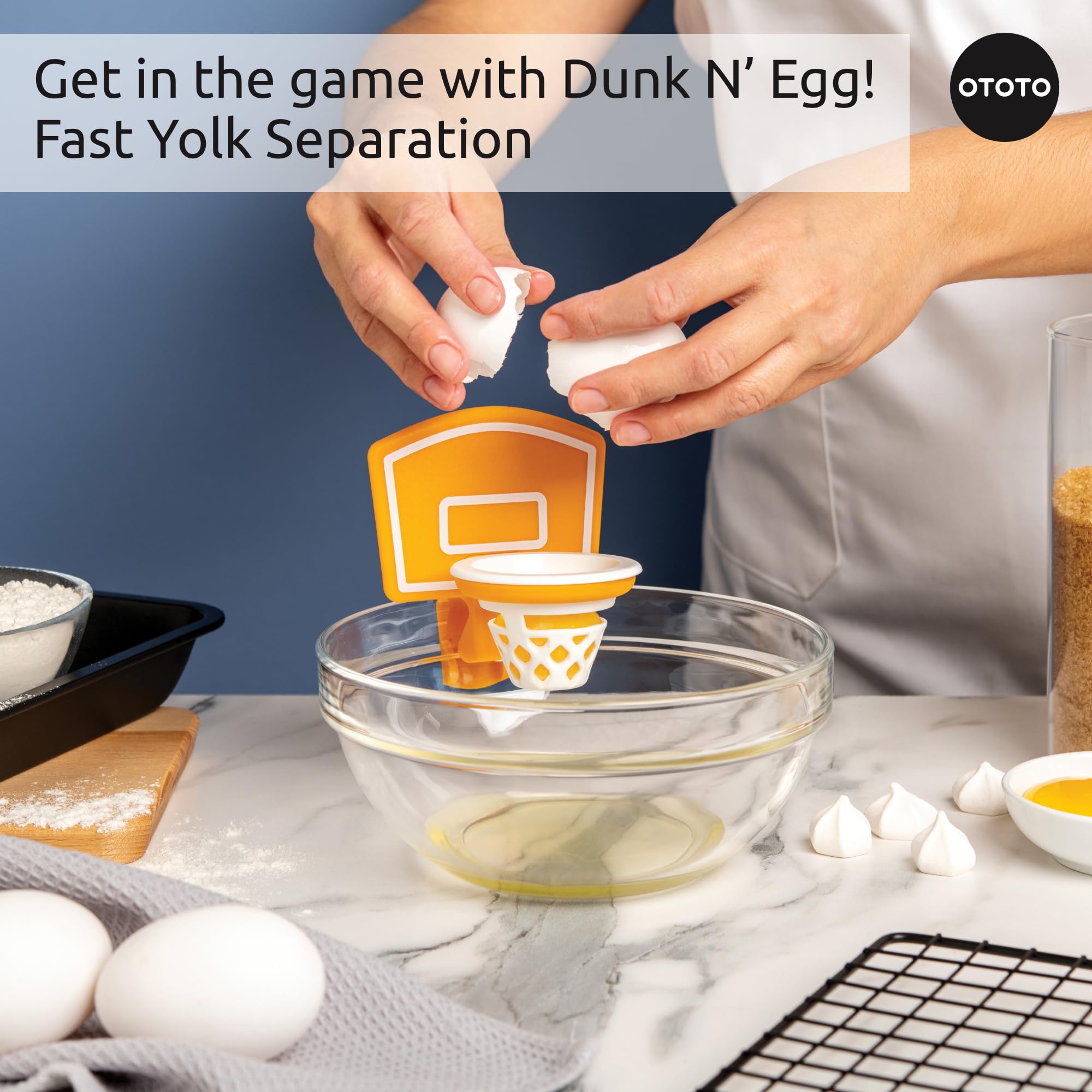 NEW!! Dunk N' Egg Yolk Separator by OTOTO, Egg Separator Funny, Unique Kitchen Gadgets, Cool Kitchen Gadgets, Basketball Gifts, Funny Gifts, Kitchen Accessories, Unique Cooking Gifts, Basketball Stuff