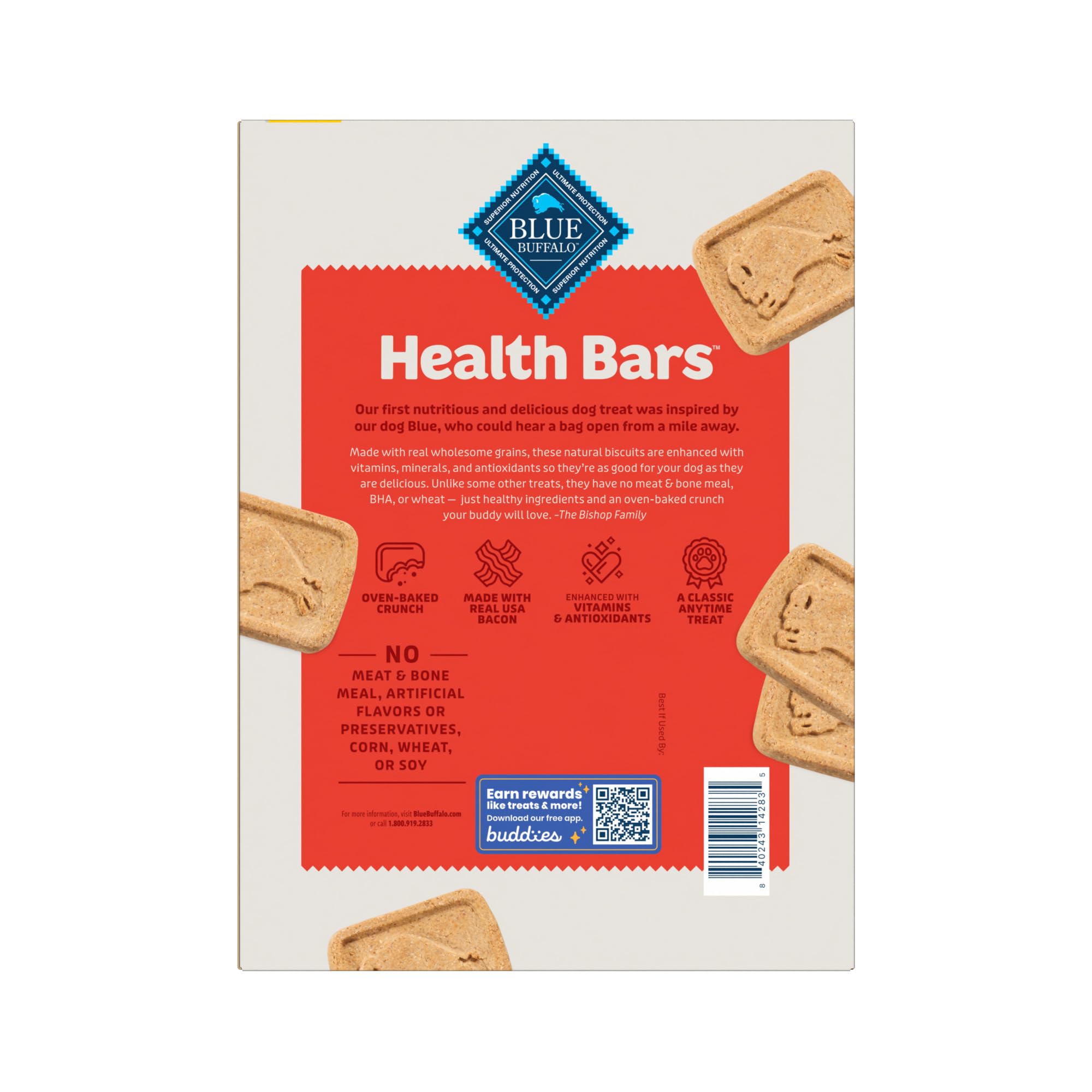 Blue Buffalo Health Bars Natural Crunchy Dog Treats Biscuits, Bacon, Egg & Cheese 56-oz Box