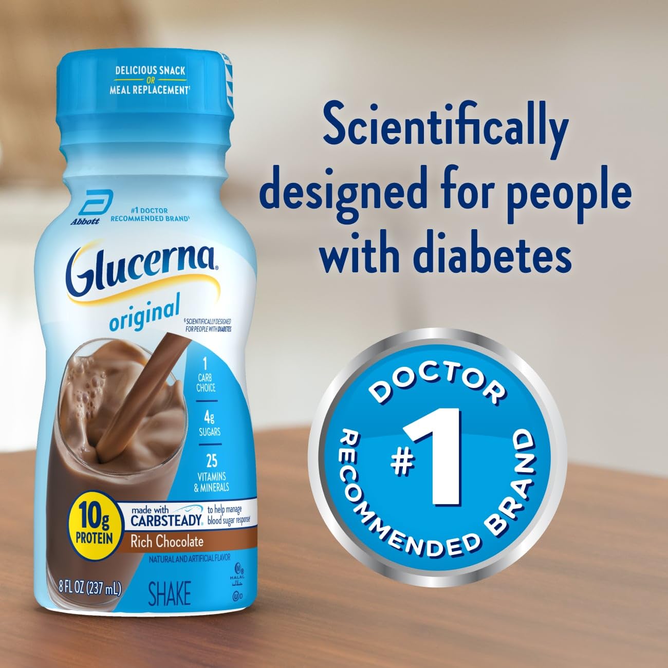 Glucerna, Diabetes Nutritional Shake, To Help Manage Blood Sugar, Rich Chocolate & Homemade Vanilla, 8 fl oz (Pack of 24)