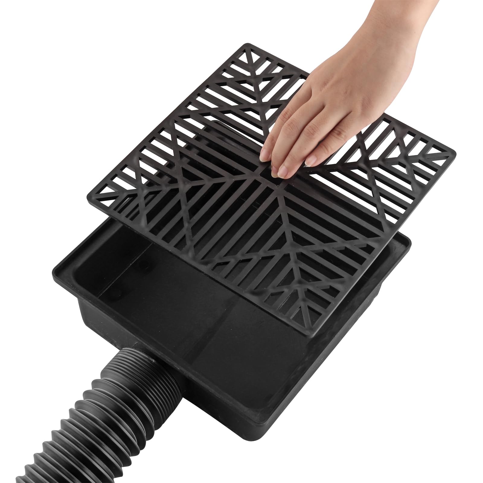 CAMWAY Gutter Downspout Extensions 14 to 55inch,Sturdy Catch Basin Low Profile Rain Drain Downspout Extender,Flexible Rainwater Sink Downspout Extension Pipe,No Dig