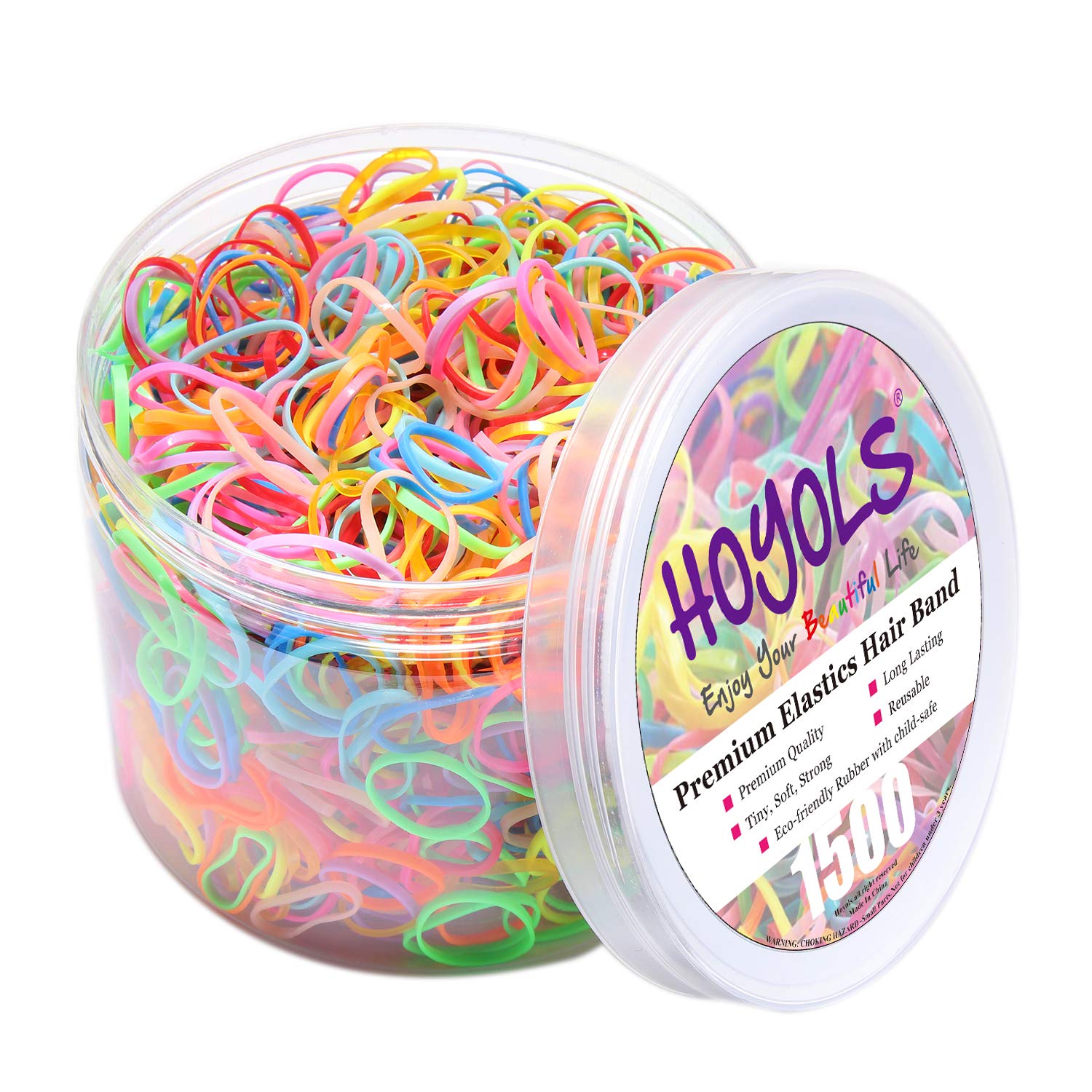 HOYOLS Baby Hair Ties Hair Rubber Bands for Toddler Infants Kids Girls Thin Small Hair Elastics TPU 1500 Piece Pack