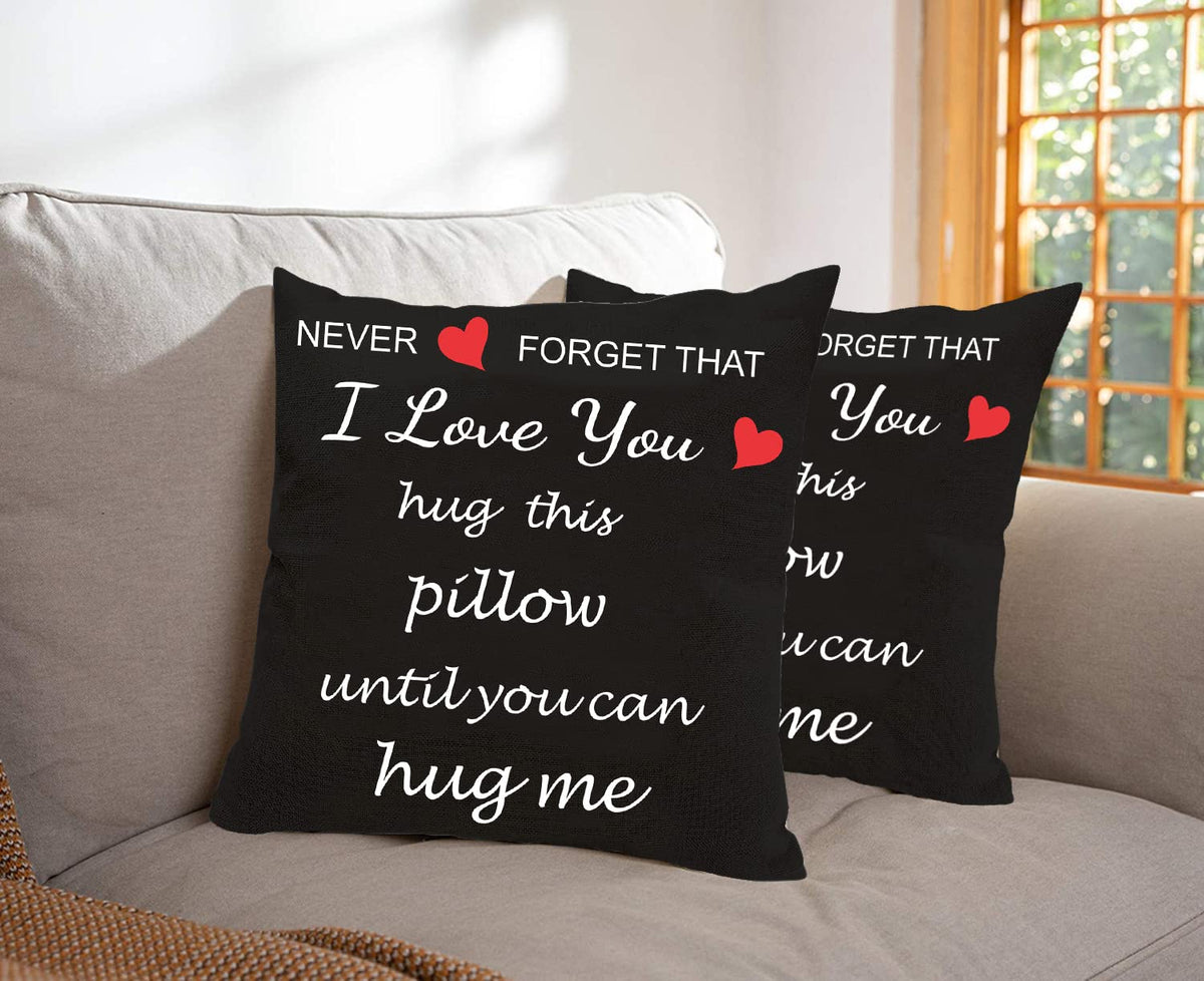 Gifts for Girlfriend, Two Sided Printing Lover Pillow Cover + Couple Keychain, Valentine's Day Birthday Gifts for Girlfriend, Long Distance Relationship Gift, Velvet Decorative Pillowcase 18"x 18"
