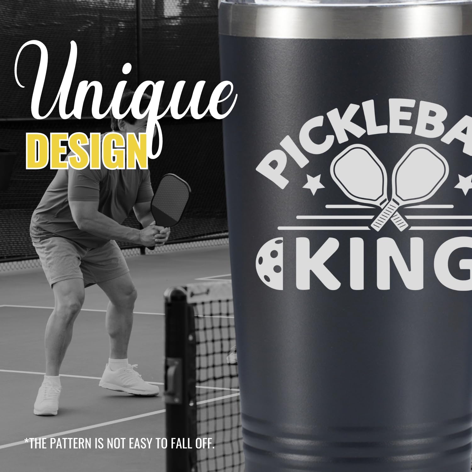 Onebttl Father's Day Gifts, Pickleball Gifts for Men, Pickleball Accessories, Insulated 20oz Stainless Steel Travel Tumbler, Pickleball King