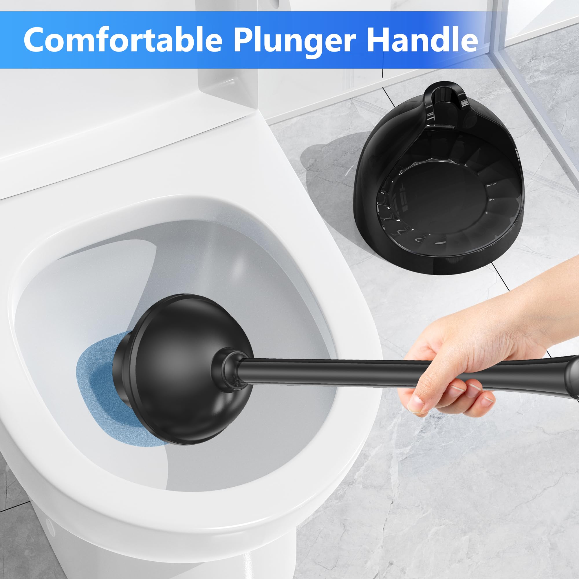 LOVLOY Toilet Plunger with Holder, Plunger with Unique Holder, Plungers for Bathroom with Holder, Toilet Plunger Heavy Duty (1, Black)