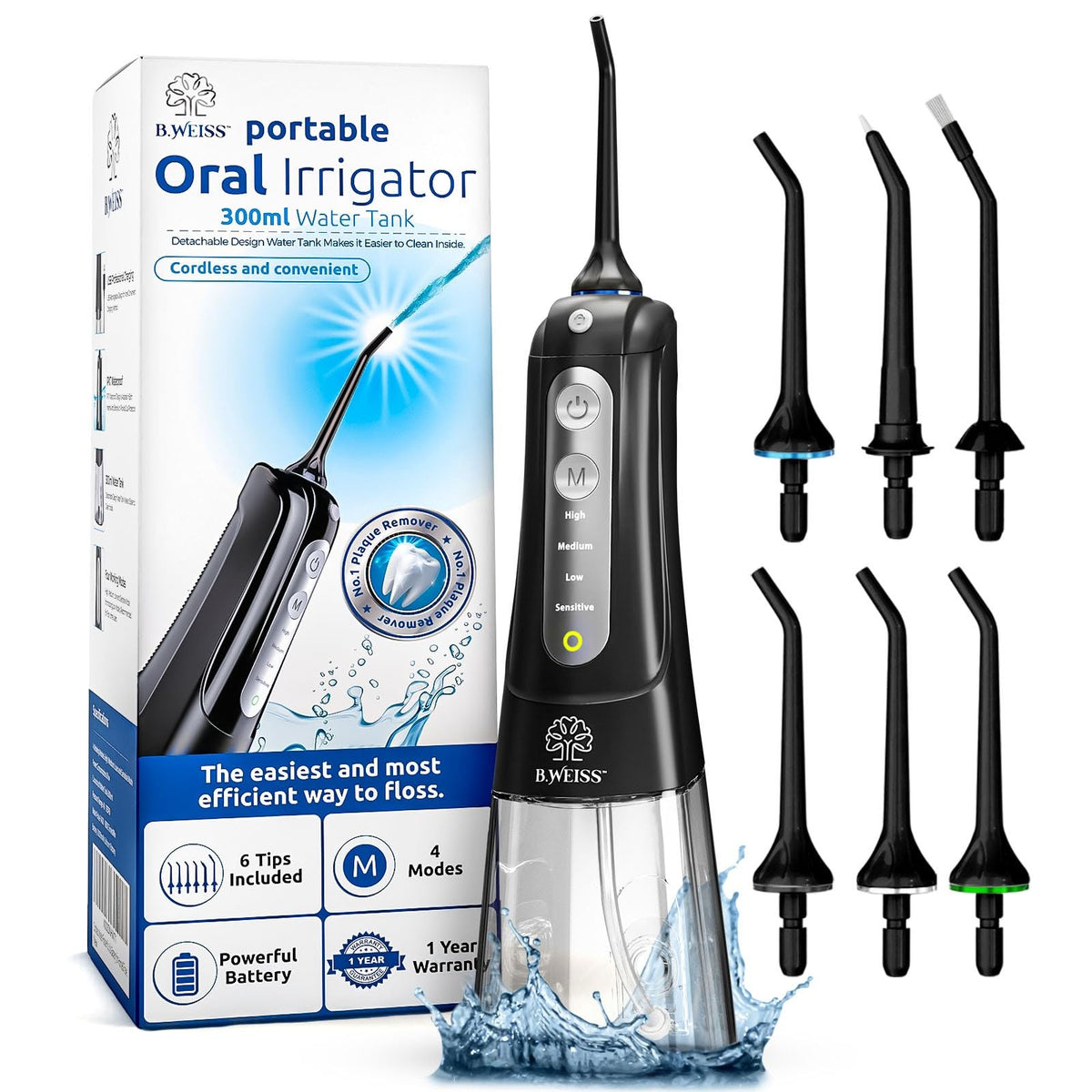 Water flosser for Teeth Cleaning and flossing Oral irrigator, Black