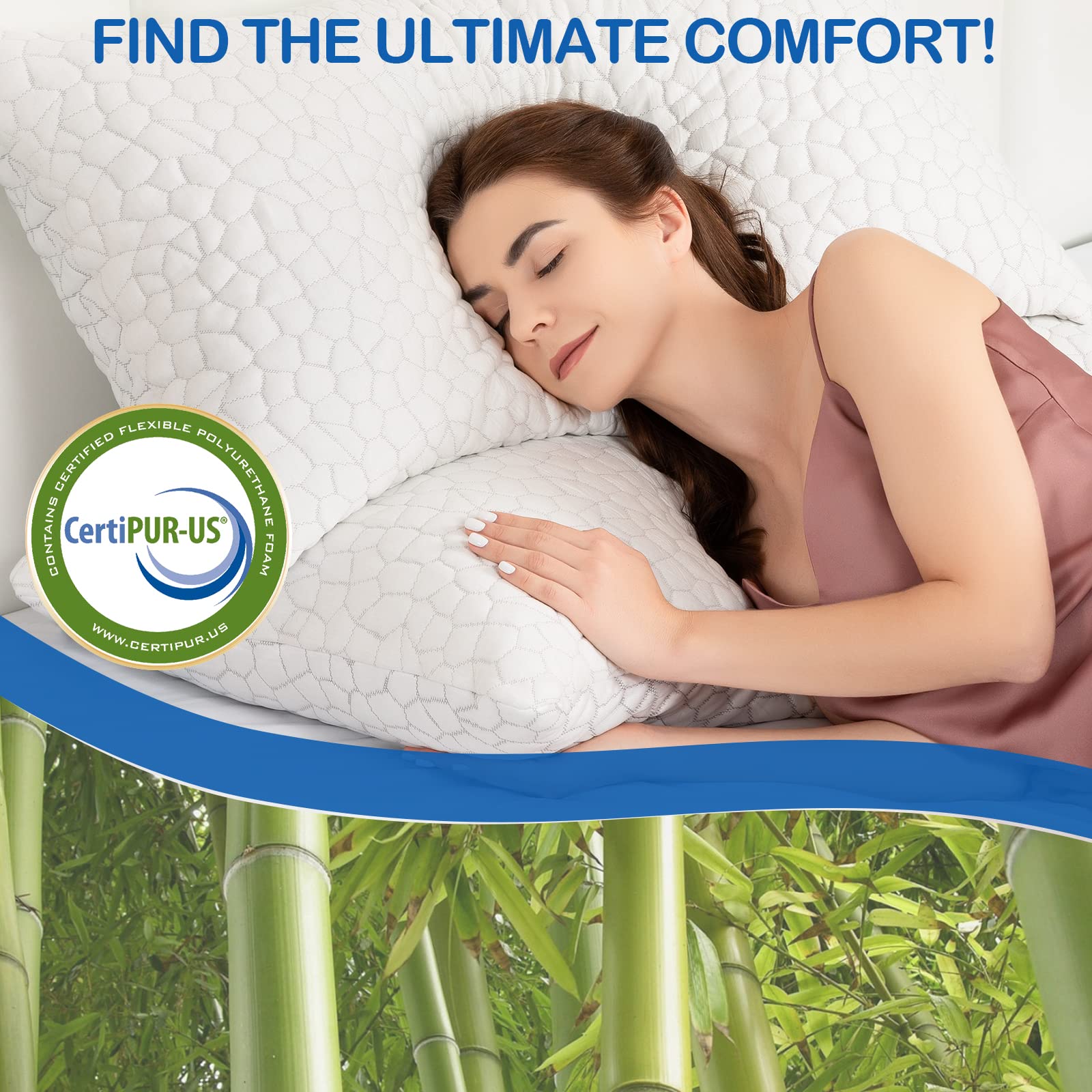 SUPA MODERN Cooling Side Sleeper Pillow for Neck and Shoulder Pain, Luxury Shredded Memory FoamBed Pillows for Sleeping Set of 2- Adjustable Queen Size Curved Pillow Neck Pillow