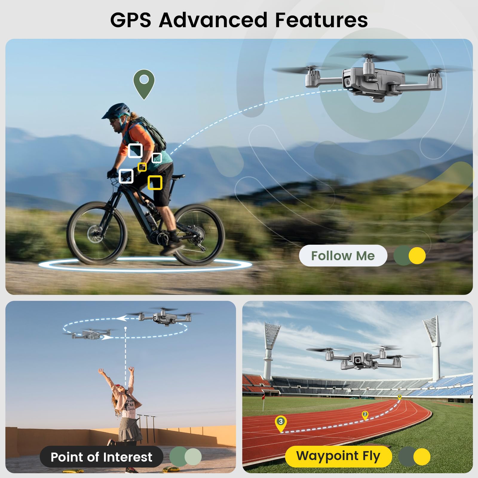 Holy Stone HS440D Drones with Camera for Adults 4K UHD Camera, Unger 249g with GPS Auto Return, Follow Me, Waypoints and Customized Carrying Case