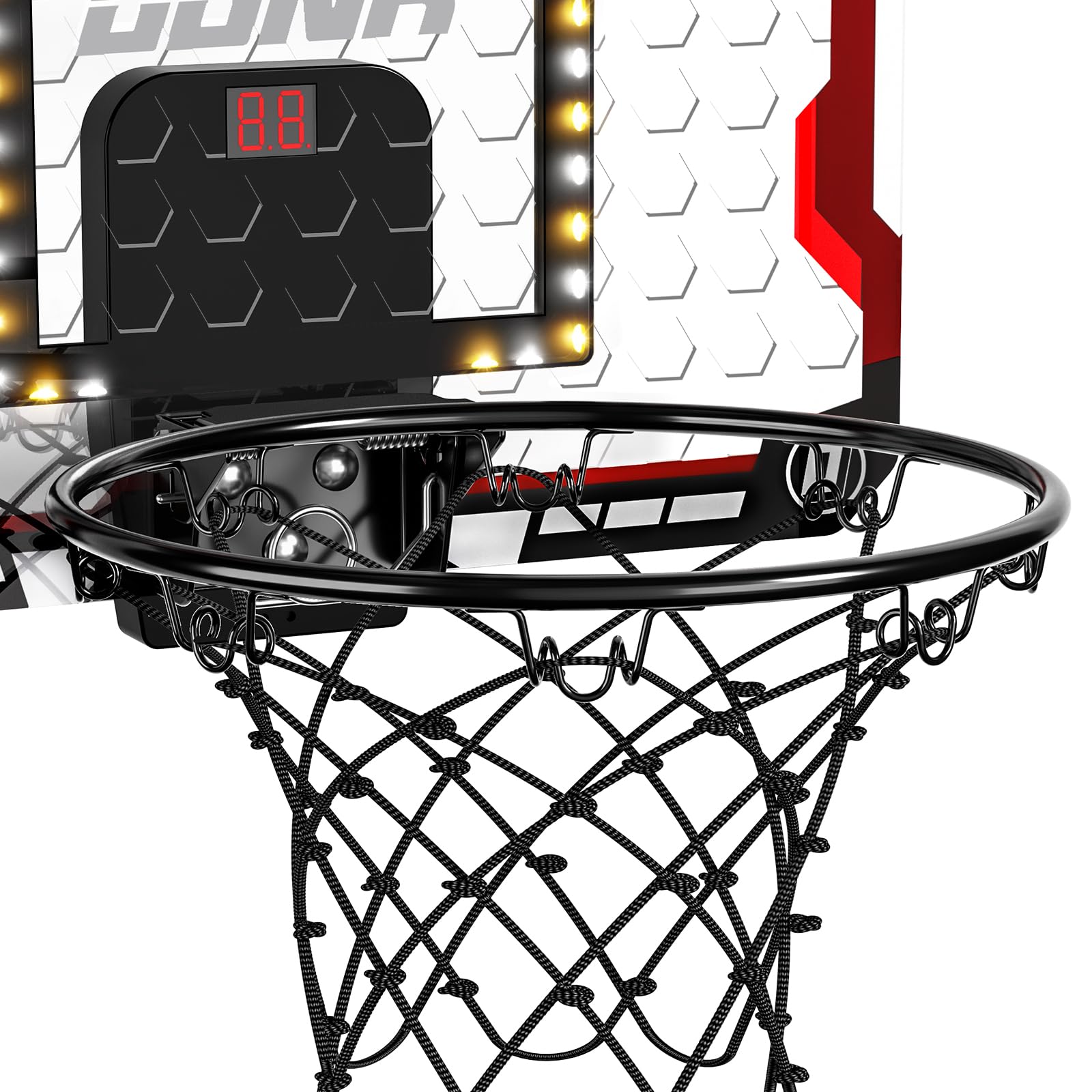 TEMI Basketball Hoop Indoor, LED Light Mini Basketball Hoop with 4 Balls & Electronic Scoreboard, Over The Door Basketball Hoop, Basketball Gifts for 5 6 7 8 9 10 11 12 Year Old Boys Girls Kids Teen