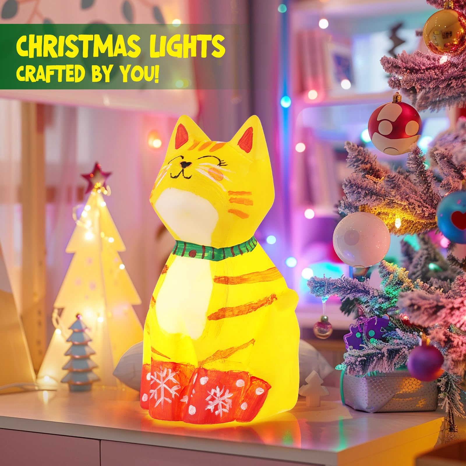 LAOESE Paint Your Own Cat Lamp Kit, Art Supplies Arts & Crafts Kit, Painting kit for Kids 6-12, Arts and Crafts for Kids Ages 8-12, Toys Girls Boy Birthday Christmas Gift Ages 3 4 5 6 7 8 9 10 11 12+