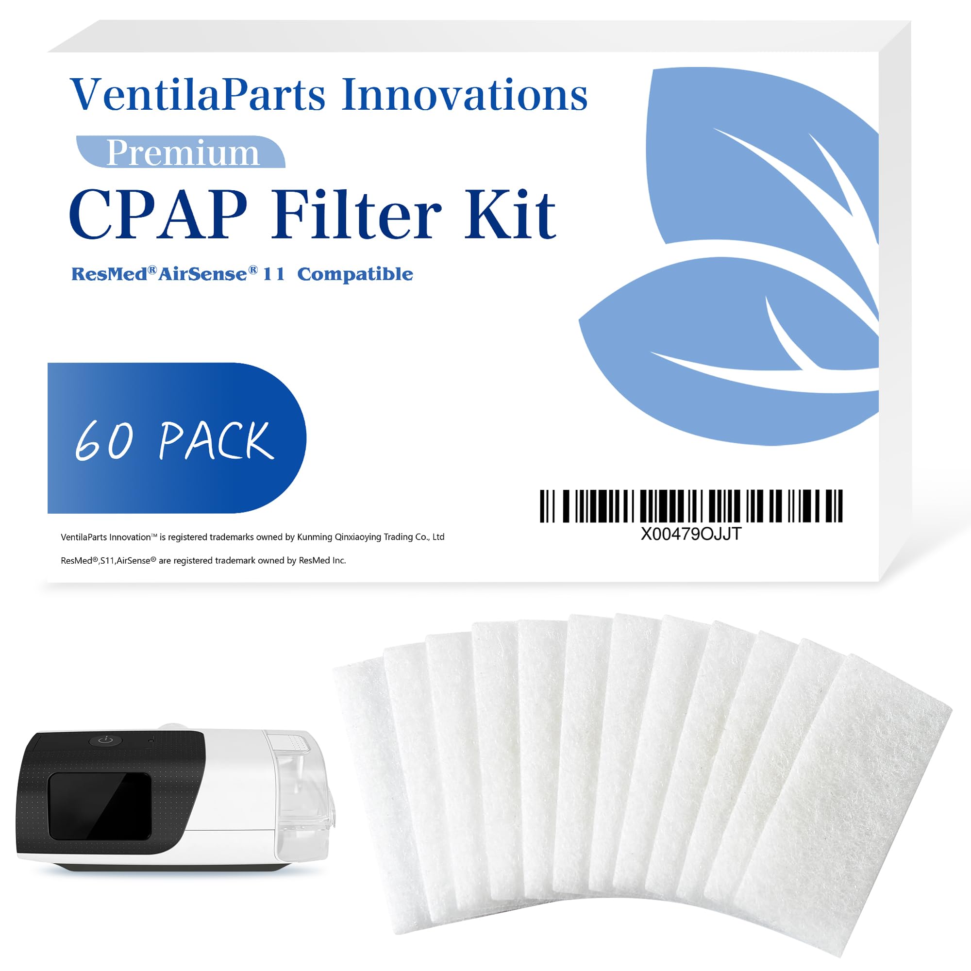 60 Pack-Premium CPAP Filters - Compatible with ResMed Airsense 11 Series