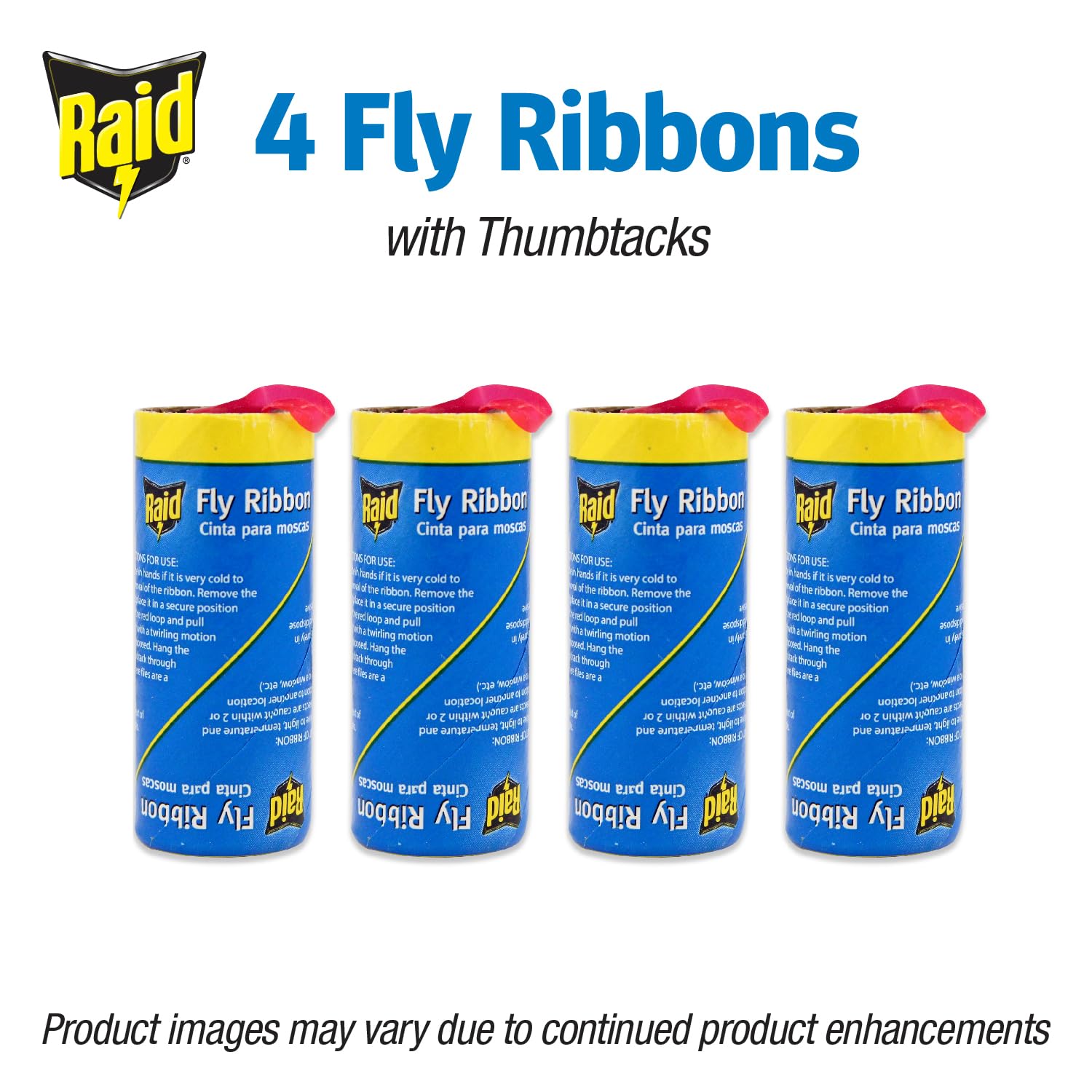 Raid® Fly Ribbon, Fly Traps for Indoors and Outdoors, 4 Pack