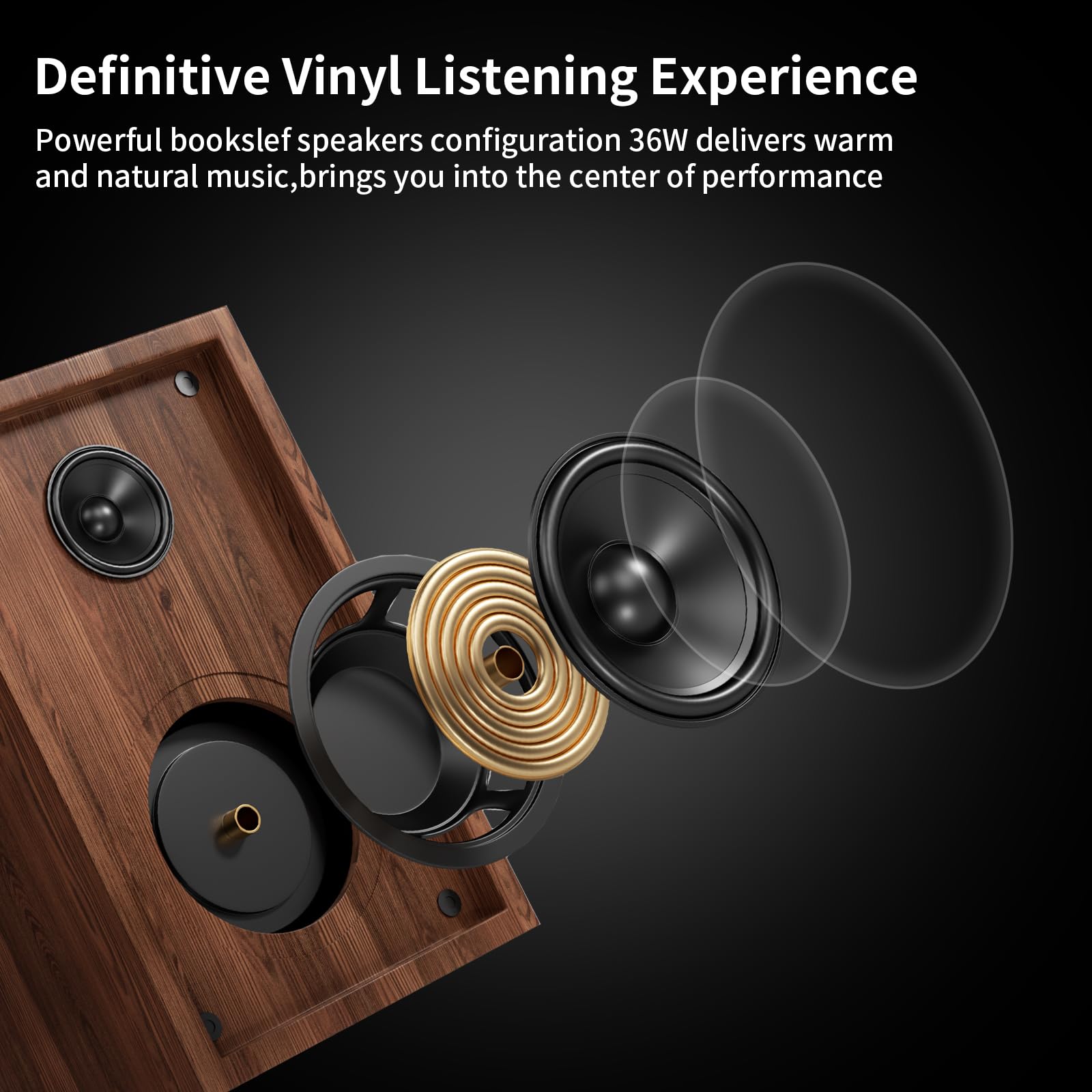 FEKTIK Record Player for Vinyl with Speakers,Bluetooth Turntable for Vinyl Records with 36W HiFi Stereo Speakers,Magnetic Cartridge & Adjustable Counter Weight and Anti-Skating,RCA Output