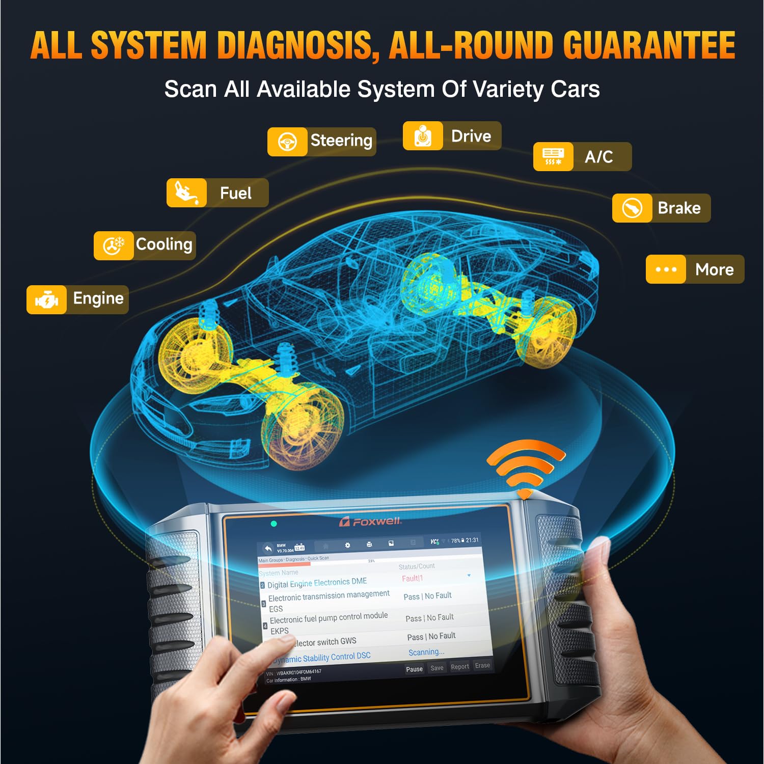 FOXWELL NT726 Bidirectional Full System Scan Tool for All Cars, 12+ Service Resets with Oil EPB TPMS SAS ABS Bleeding Throttle Relearn Injector Coding, Automotive OBD2 Scanner Diagnostic Tool