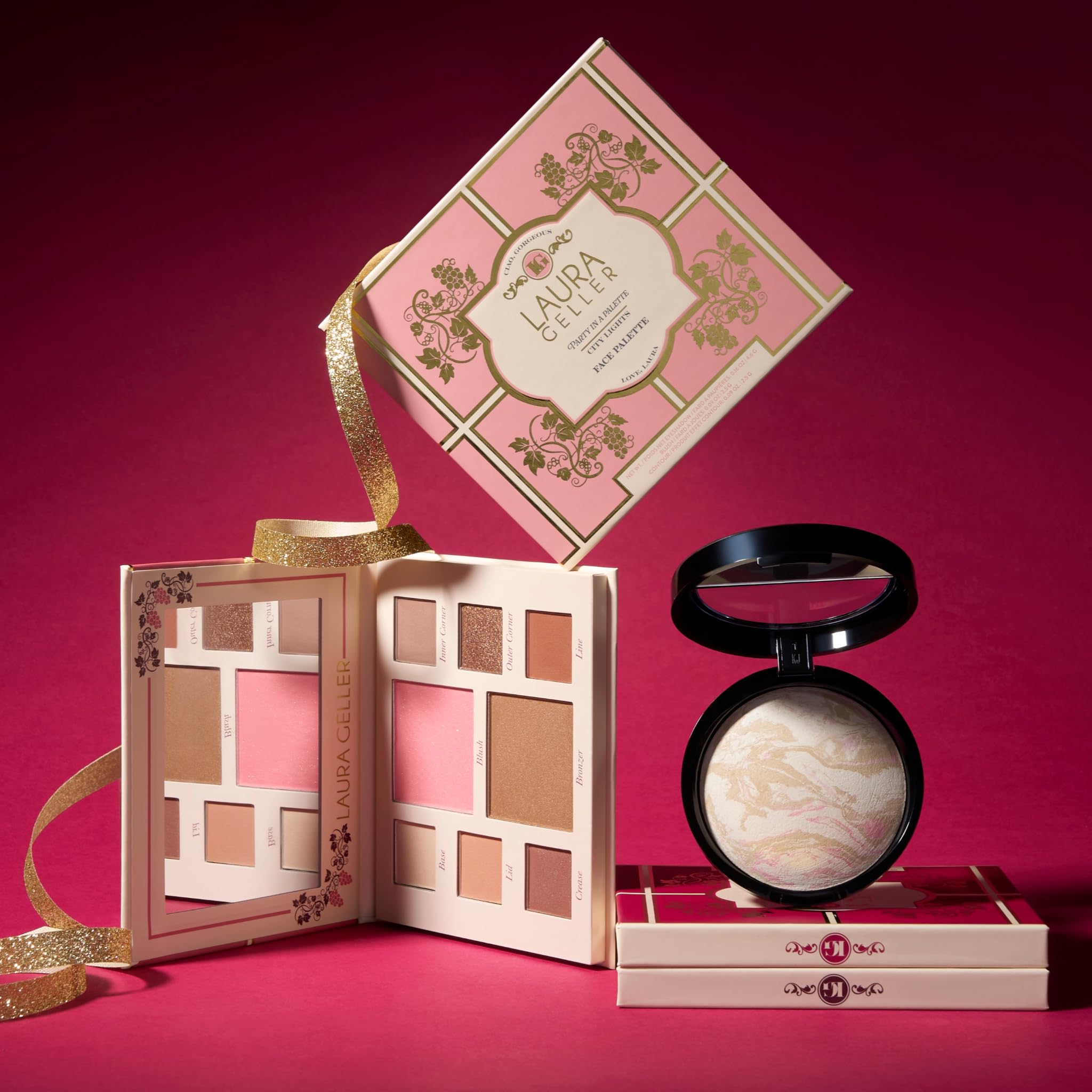 LAURA GELLER NEW YORK Party in a Palette, Ready to Jetset! + Baked Balance-n-Brighten Powder Foundation, Medium