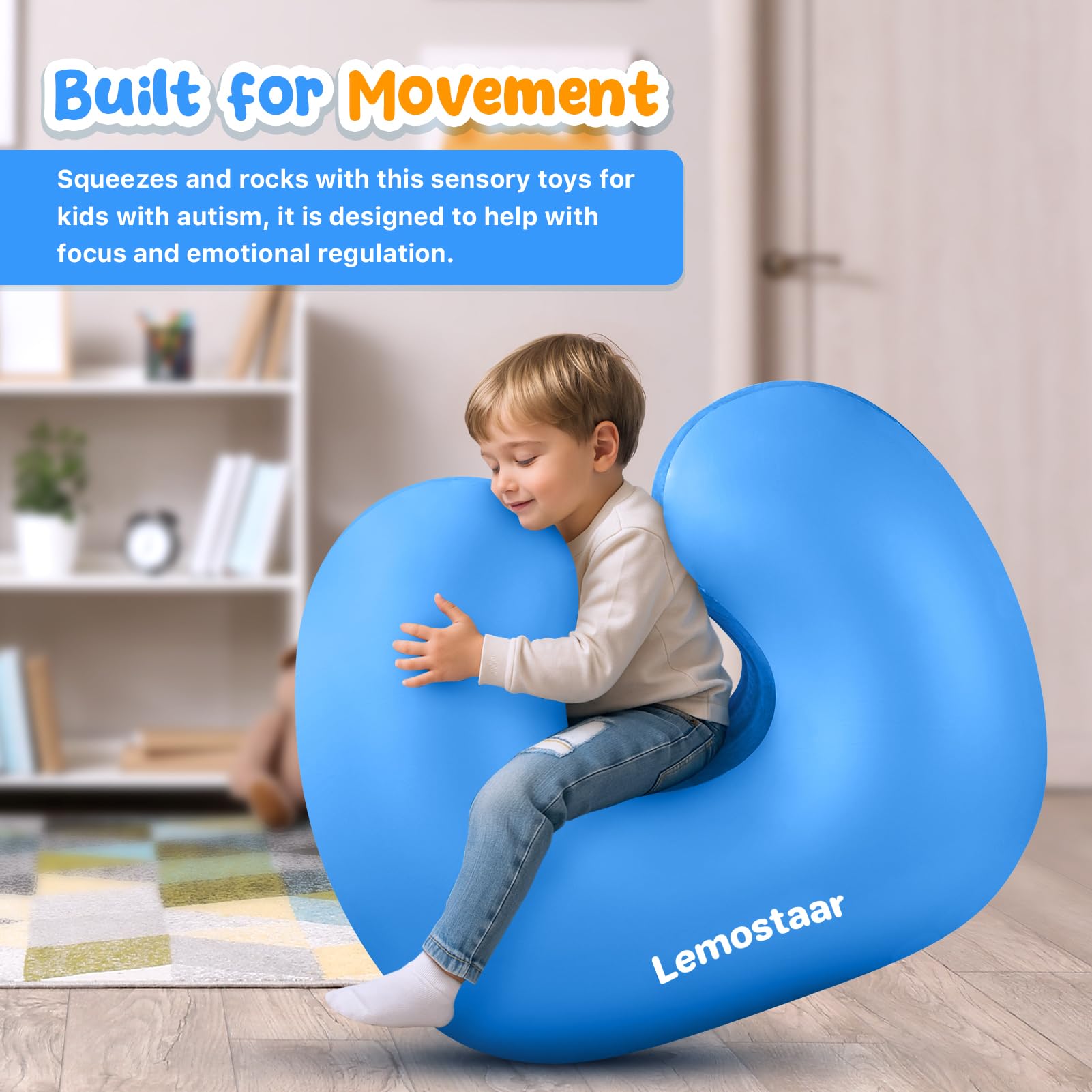 Inflatable Sensory Chair for Kids Toddlers, Soft Squeeze Seat for Kids with Autism & ADHD, Compression Rocking Chair for Sensory Room Must Have, Autism Sensory Products Includes Electric Air Pump