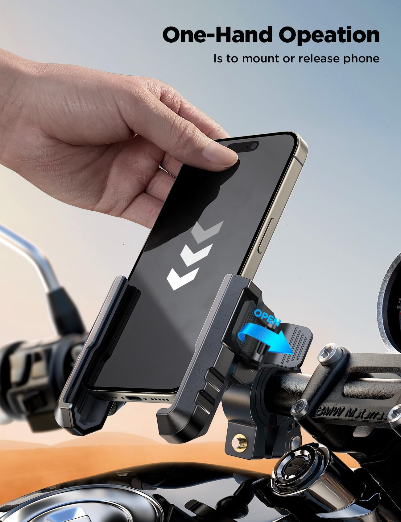 JOYROOM Motorcycle Bike Phone Holder Mount - [Not Block Camera] Bicycle Phone Holder Handlebar Cell Phone Clamp - [Silicone Wrapped] Scooter Phone Holder for iPhone Samsung 4.7''-7'' Smartphones