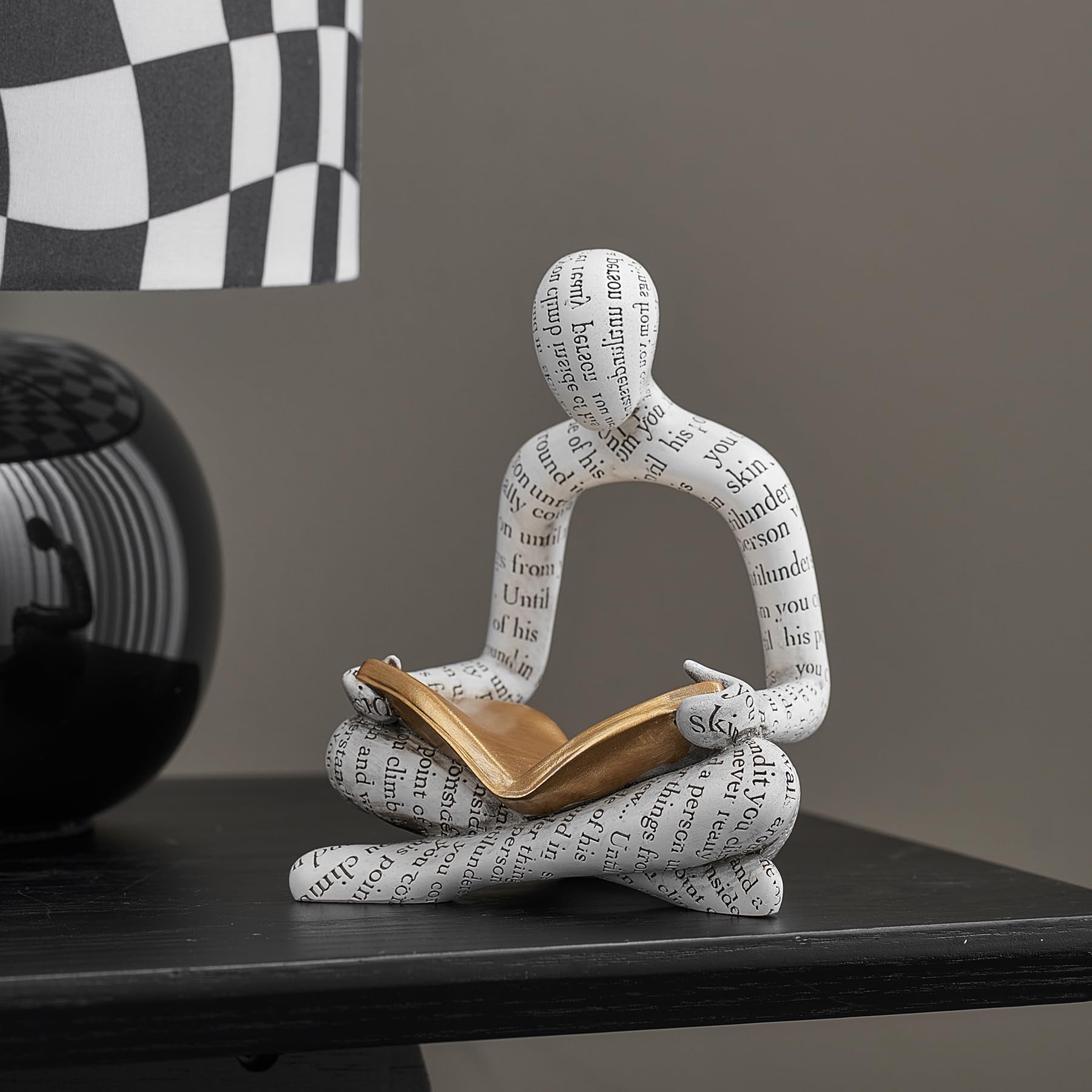 XGZY Abstract Thinker Reading Statue: Aesthetic Sculpture Room Decor Modern Decoration for Shelf Table Desk Living Room Office Bedroom