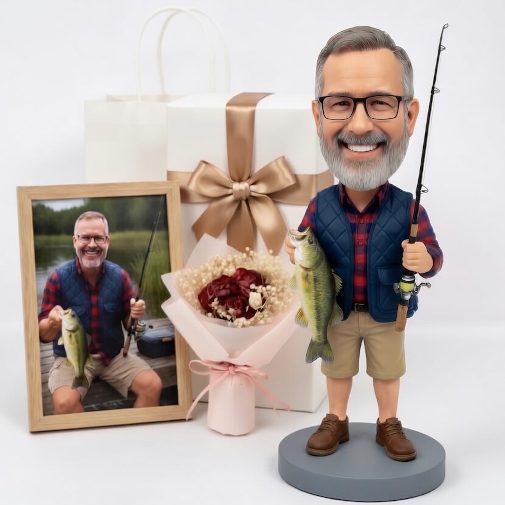 Custom Bobble Head – Personalized Bobblehead Figurines with Skin Tone, Hair & Accessories | Couples, Family, Group, Graduation & Business | Proof Provided Prior to Completion