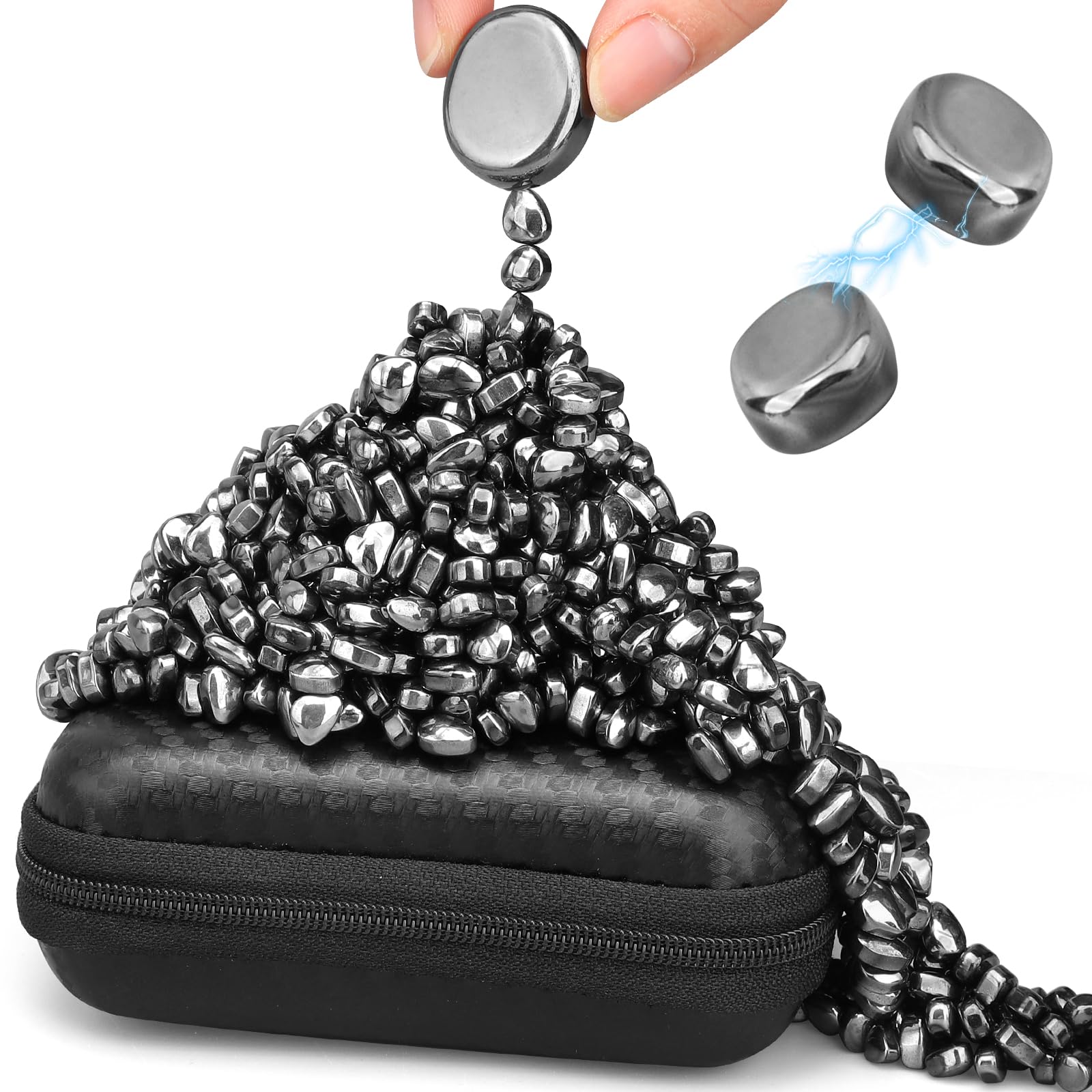 Dilabnba 300g Ferrite Putty with 2PCS Large Magnet Stones, Adults Fidget Toys, Sensory Desk Toys for Office, Gifts for Men Father, Age 15+