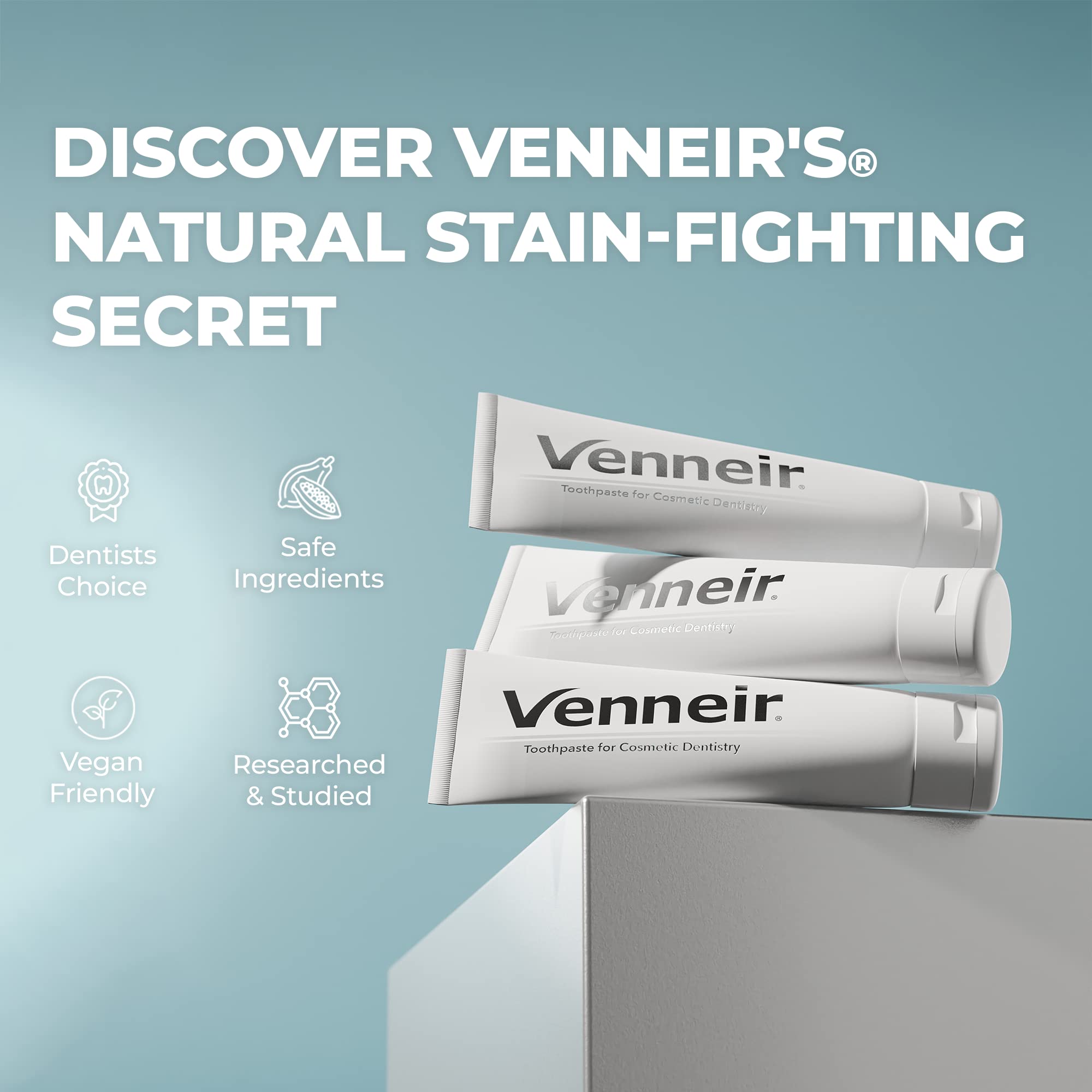 Venneir® Professional Toothpaste for Veneers, Implants, Bondings, Crowns & Sensitive Teeth — Stain Removing, Whitening, Natural, SLS Free, Pro Enamel Repair