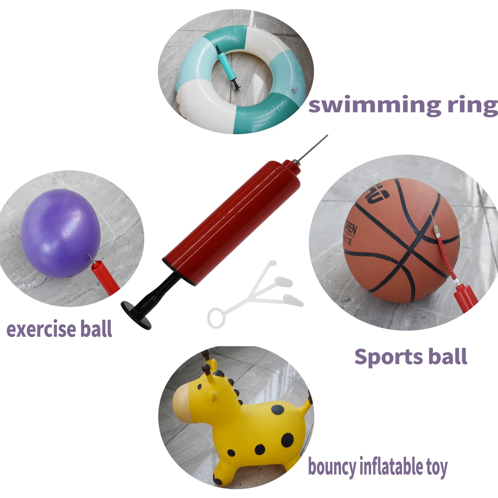 CIZEBO Ball Pump for Sports Balls with 10 Needles, Air Pump for Basketball Soccer Exercise Ball, 1 Ball Pump +10 Needles +1 Extension Hose+1 Multi Connector