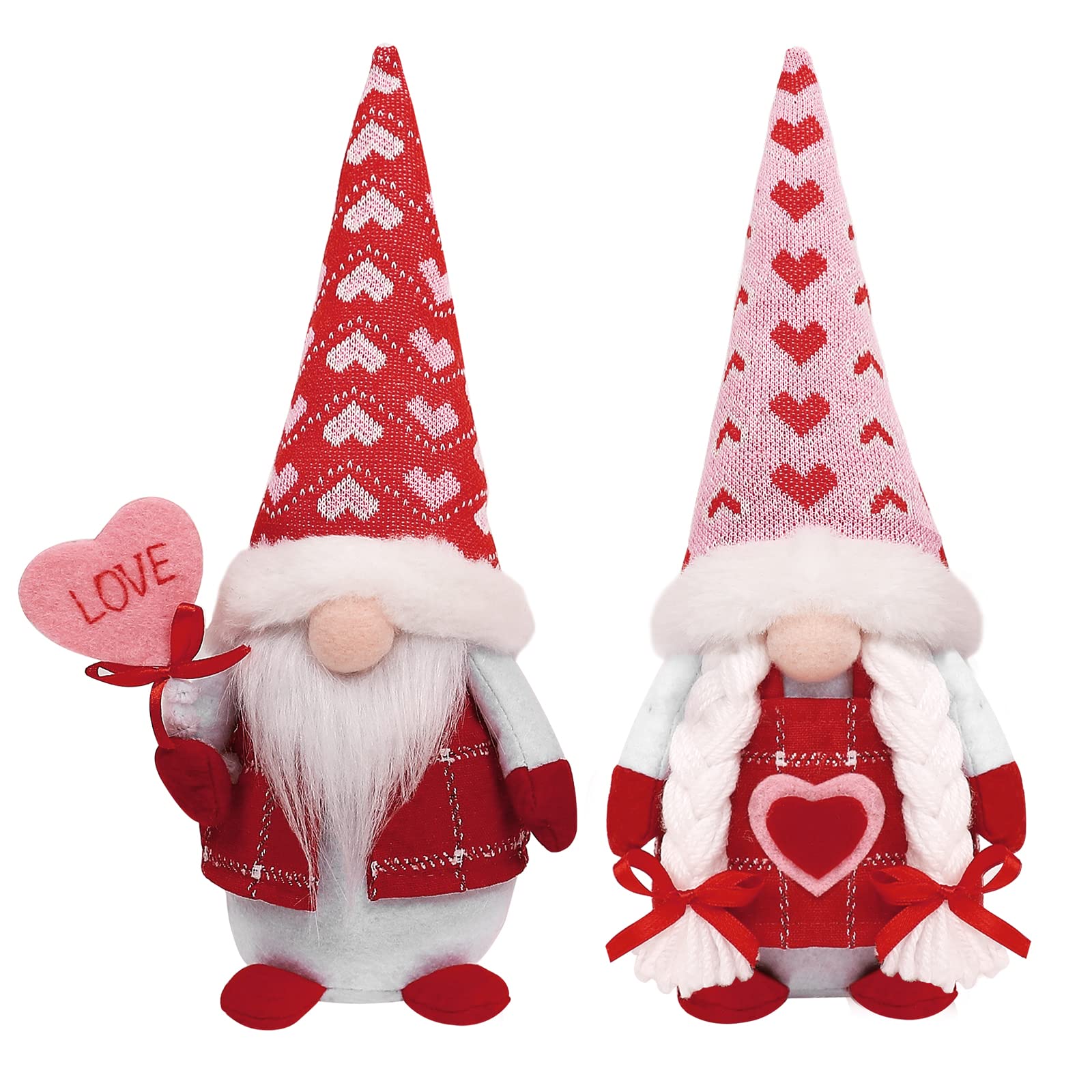 CRCZK Valentine's Day Gnomes Plush Decor, 2 Pack Mr & Mrs Handmade Tomte Swedish Gnome, Valentines decorationes Home Table Elf Gnomes Ornaments -Sweet Valentine's Day Present