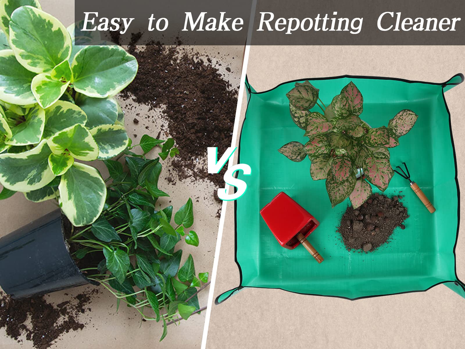 Azureblue Plant Repotting Mat for Indoor Plants Potting Soil Mix, Waterproof Plant Repotting/Potting Tray, Potting Mat Gardening Tray for Indoor Potting Succulents Cactus Orchid Pots (26.8" x 26.8")