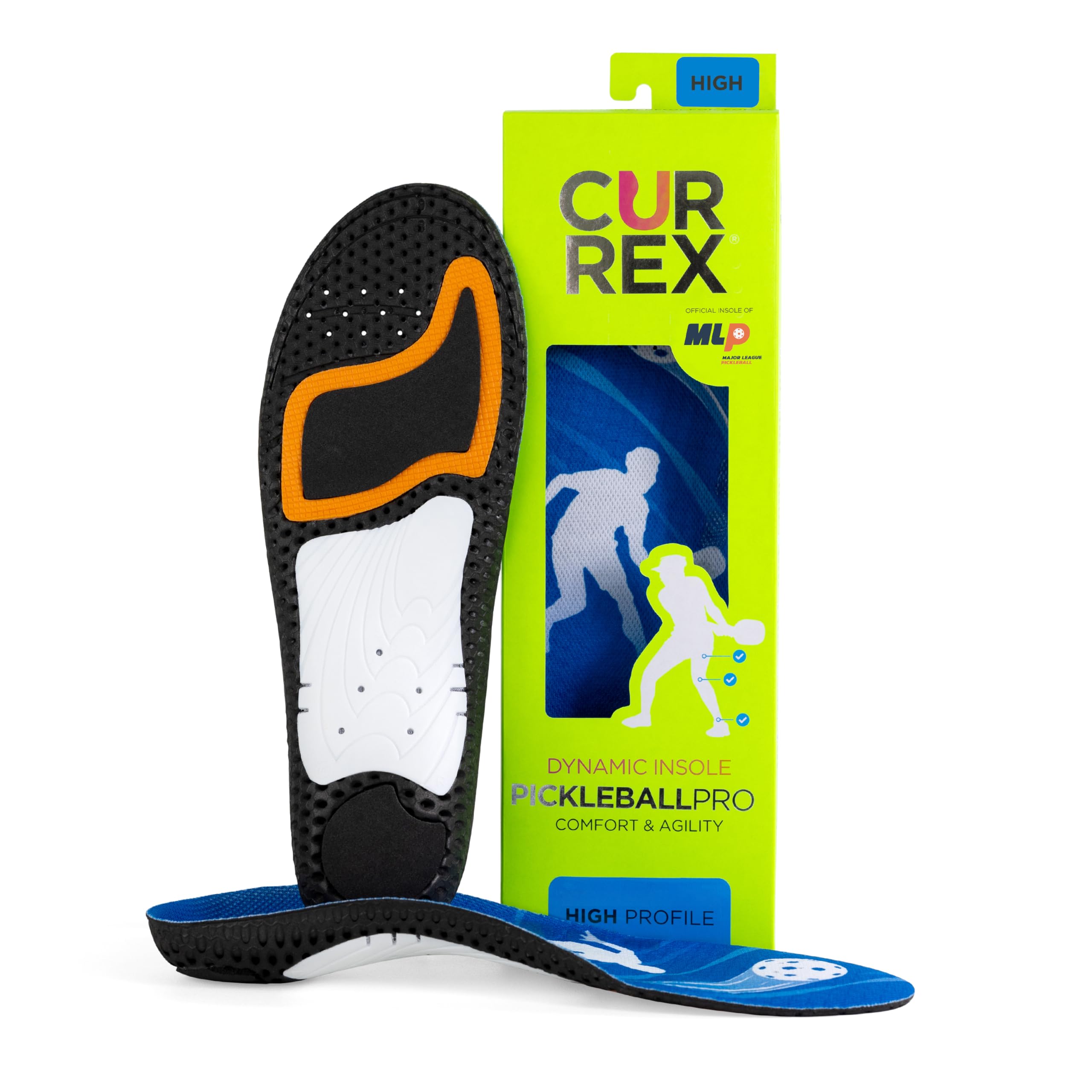 CURREX PICKLEBALLPRO Insoles for Pickleball Shoes – Arch Support Inserts w/Super Grip Surface & Premium Heel Cushioning, Helps Improve Foot Stability – for Men & Women– High Arch, XL