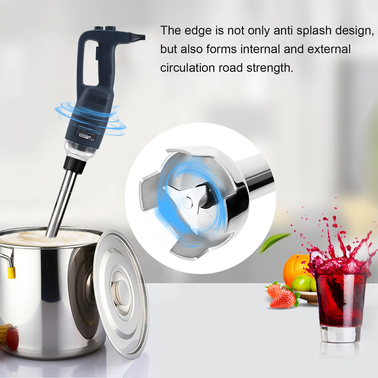 Li Bai 22 in Heavy Duty Immersion Blender Handheld Kitchen, Hand Blenders for Kitchen, Commercial Mixer Electric, 750W Detachable Shaft Adjustable Variable Speed, Emulsifier Blender Handheld