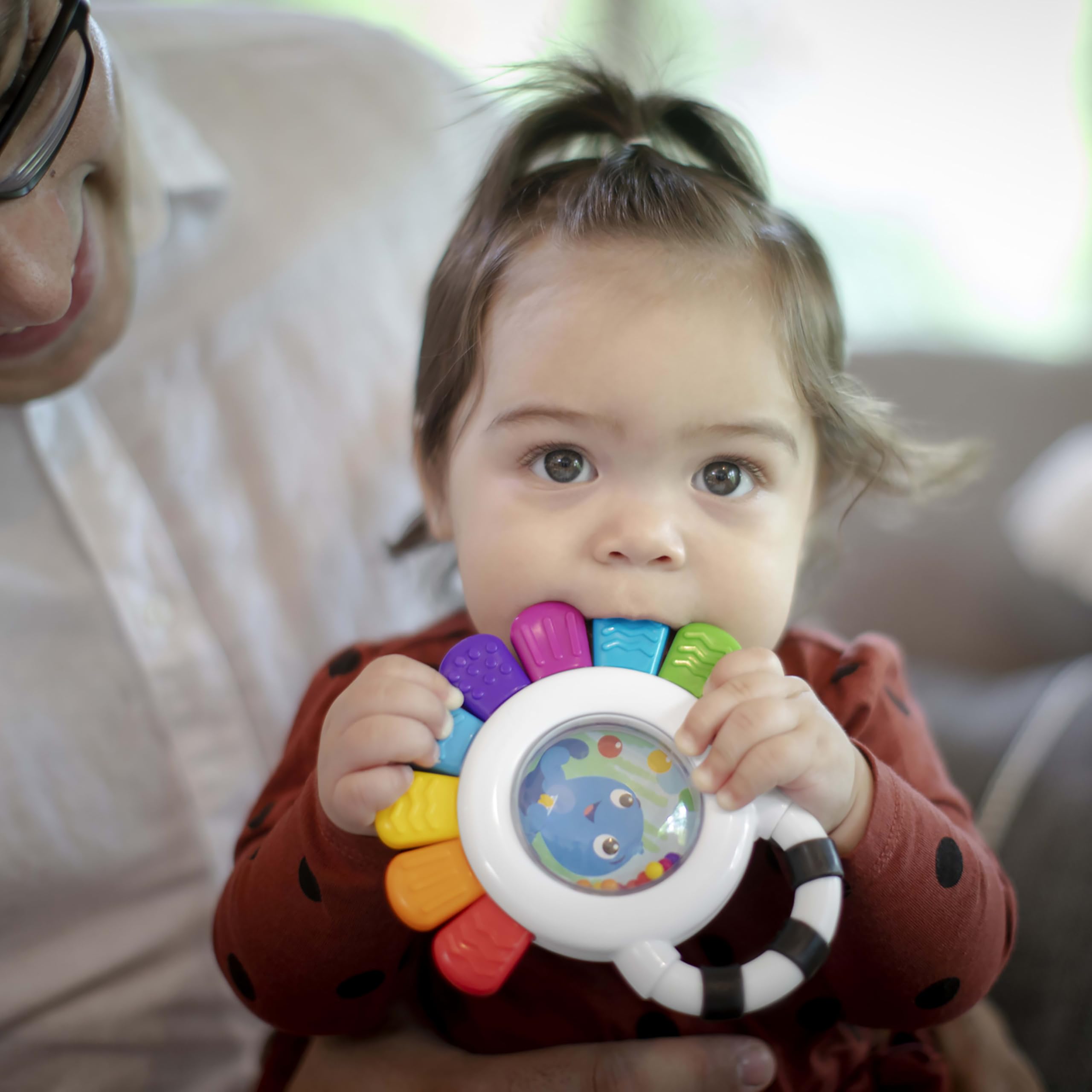 Baby Einstein Outstanding Opus The Octopus Sensory Rattle & Teether Multi-Use Toy, BPA Free & Chillable, 3 Months & up, Multicolored