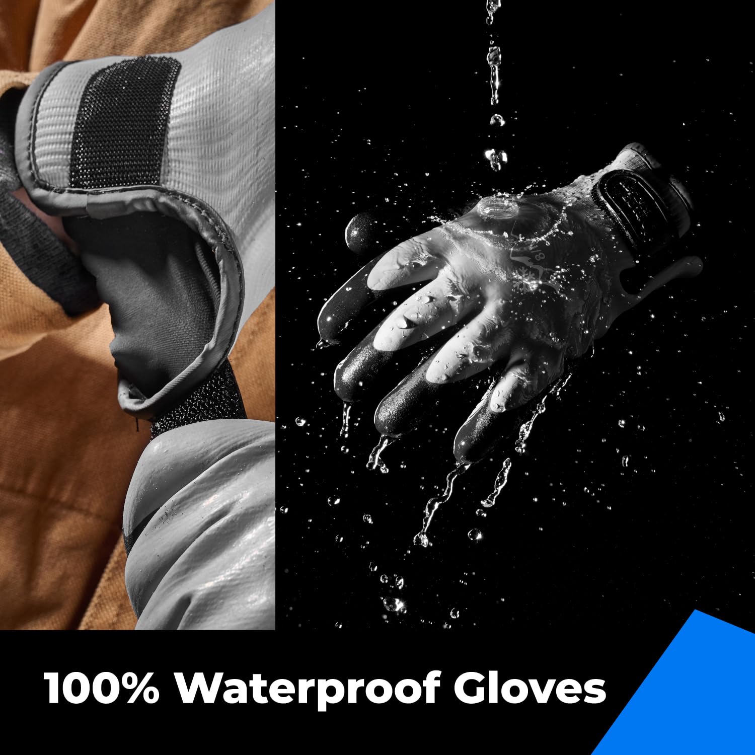 toolant 100% Waterproof Gloves Bulk for Cold Weather, 3 Pairs, Winter Work Gloves for Men Touchsreen, Warm Freezer Gloves, Thermal Insulated, With Grip, Grey, Lagre