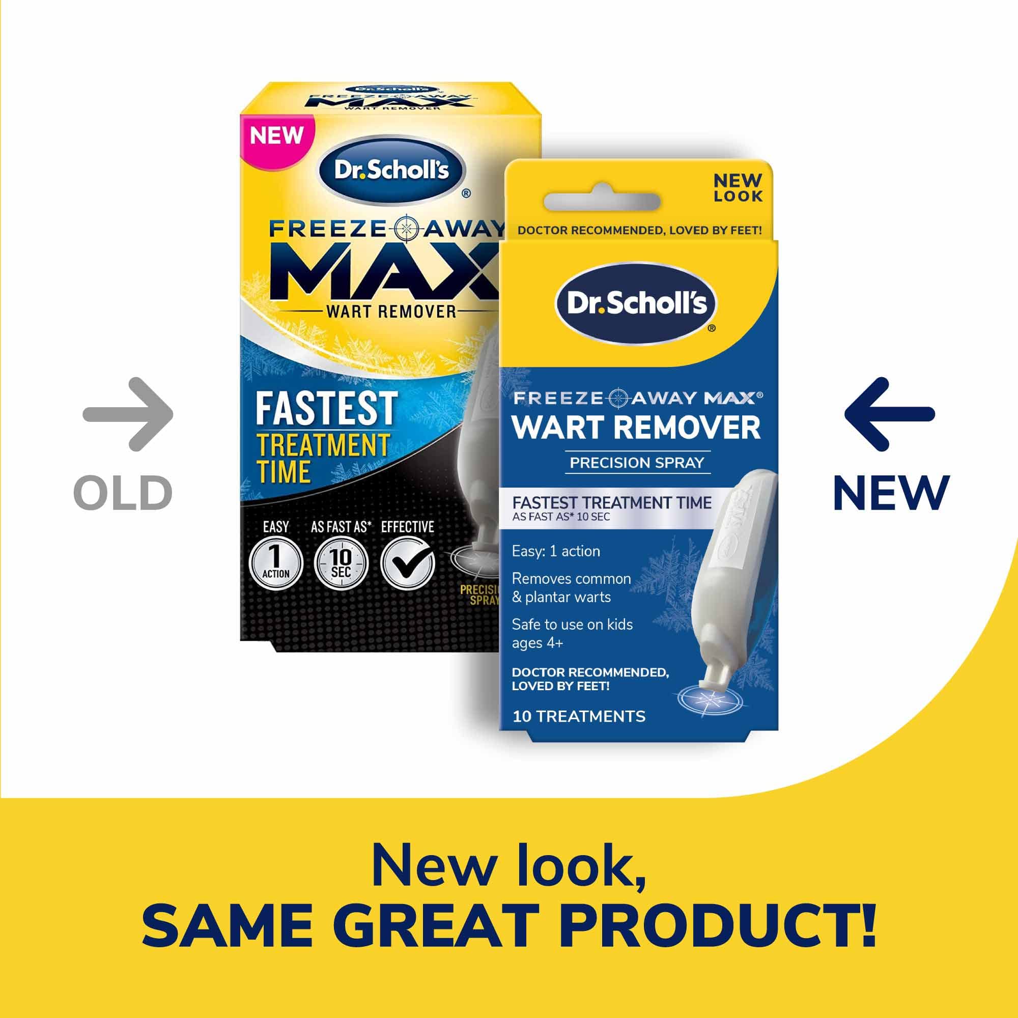 Dr. Scholl's Freeze Away MAX WART Remover, 10 Applications // Our Fastest Treatment Time, Removes Common & Plantar Warts, Precision Spray, Safe for Children 4+, 10 Treatments