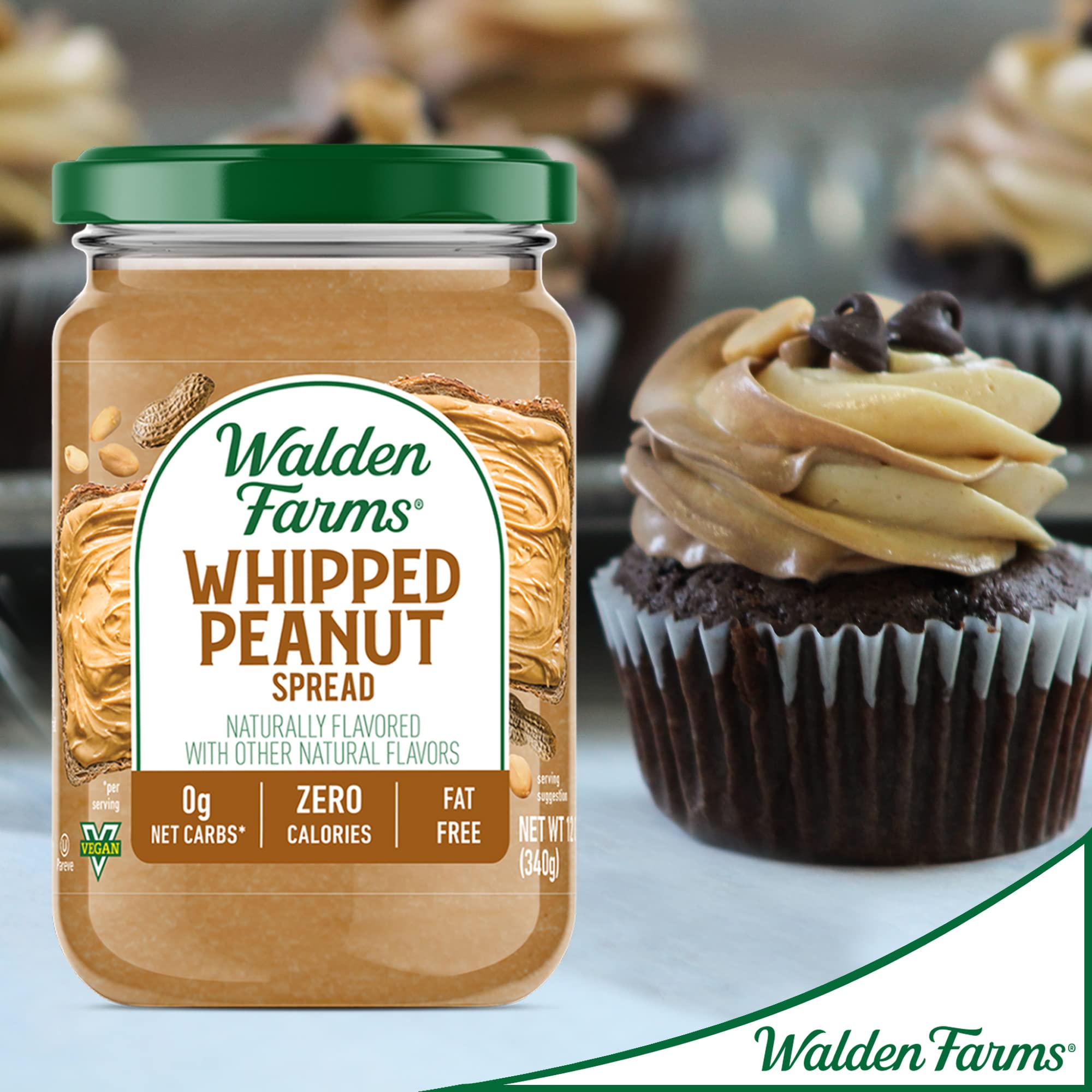 Walden Farms Whipped Peanut Spread 12 oz Jar, Rich and Creamy, 0g Net Carbs, Kosher Certified,Perfect for Spreading, Dipping, Dunking or Snacking, Bread, Toast, Crackers, Dessert and Many More